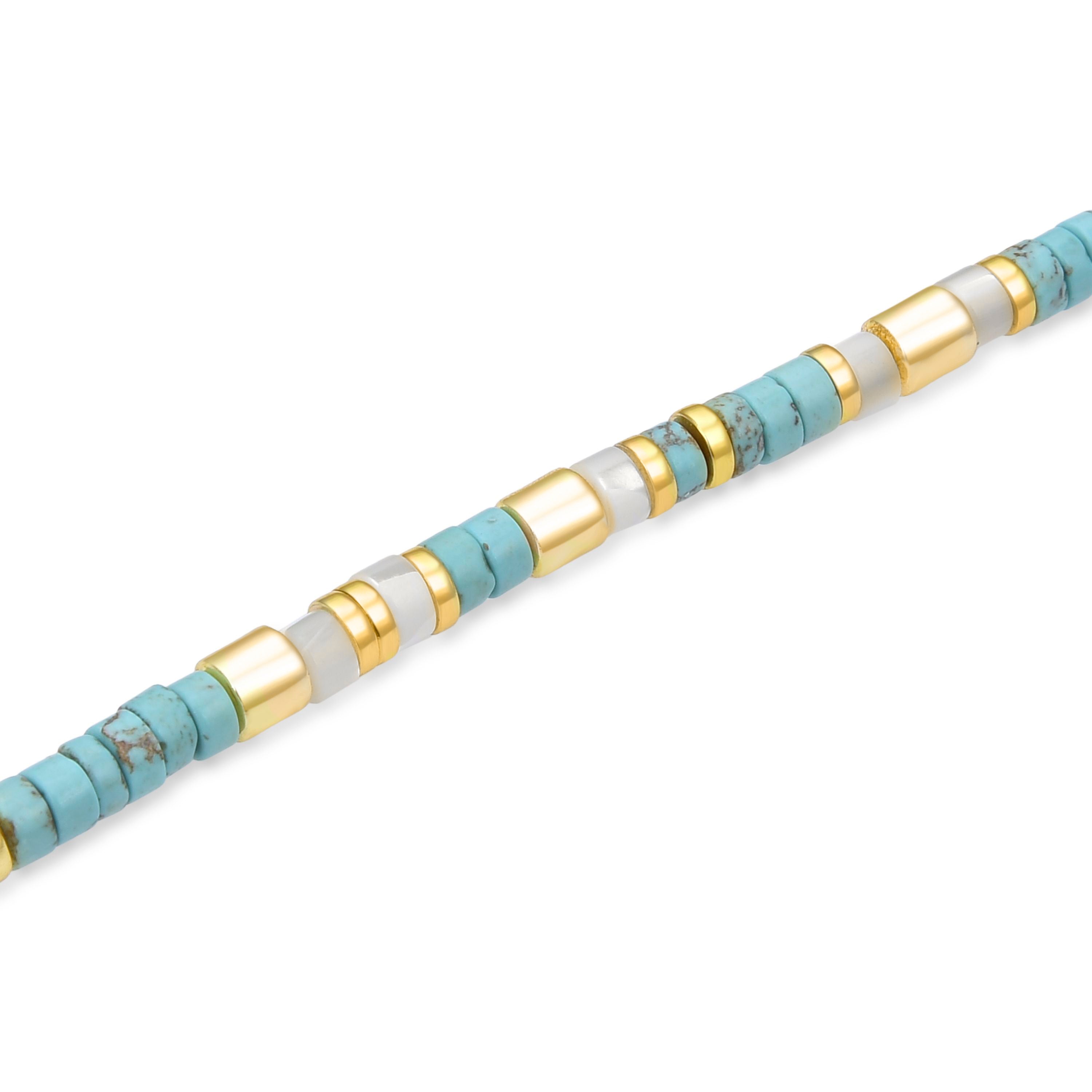 925 Sterling Silver Necklace with Turquoise finished in 18K yellow gold - Ihun