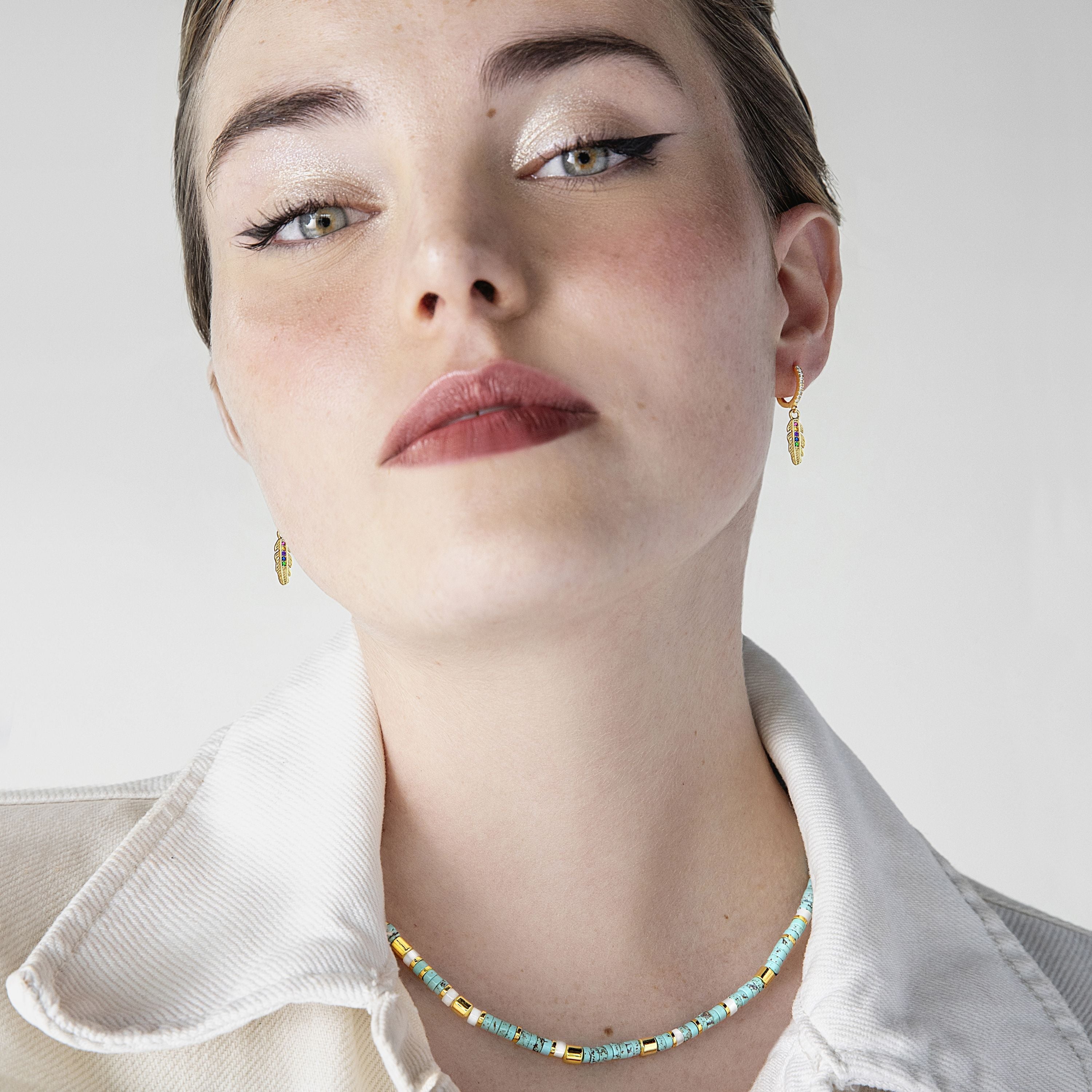 Collana in Argento Sterling 925 con Turchese finitura in oro giallo 18K - Ihun