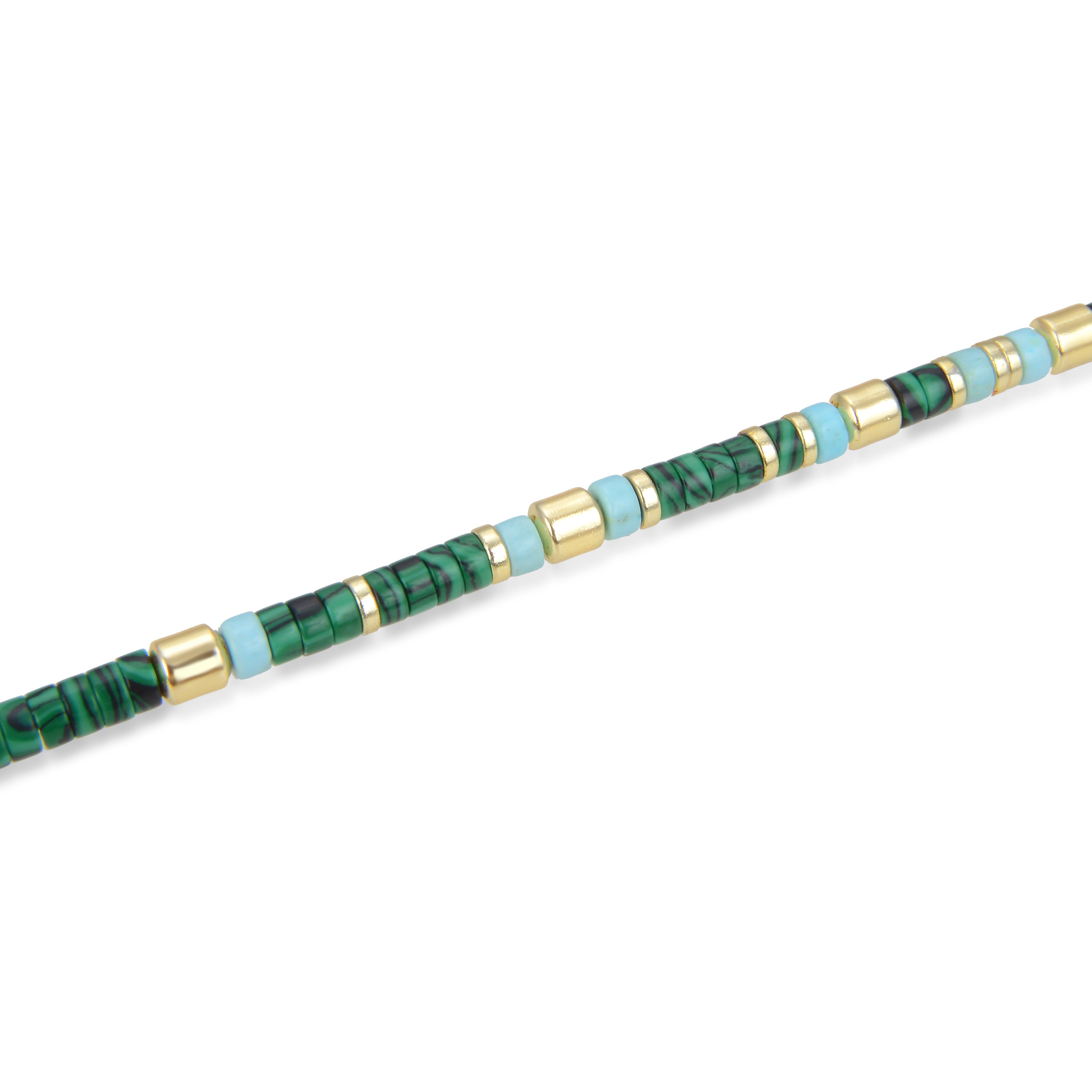 Colar de Prata de Lei 925 com Malaquita acabamento em ouro amarelo 18K - Ihun