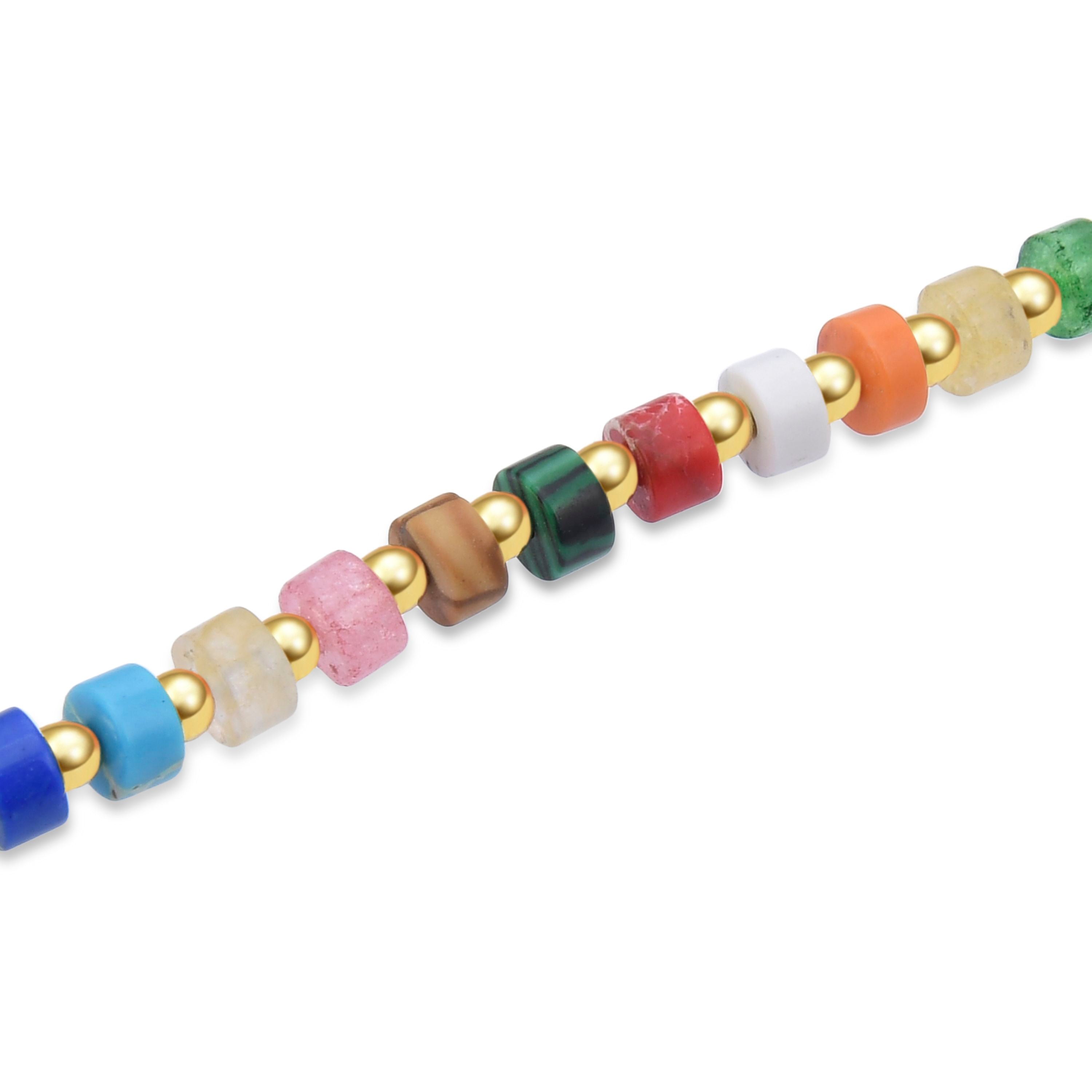 925 Sterling Silver Necklace with Multicolor Crystal finished in 18K Yellow Gold - Ihun