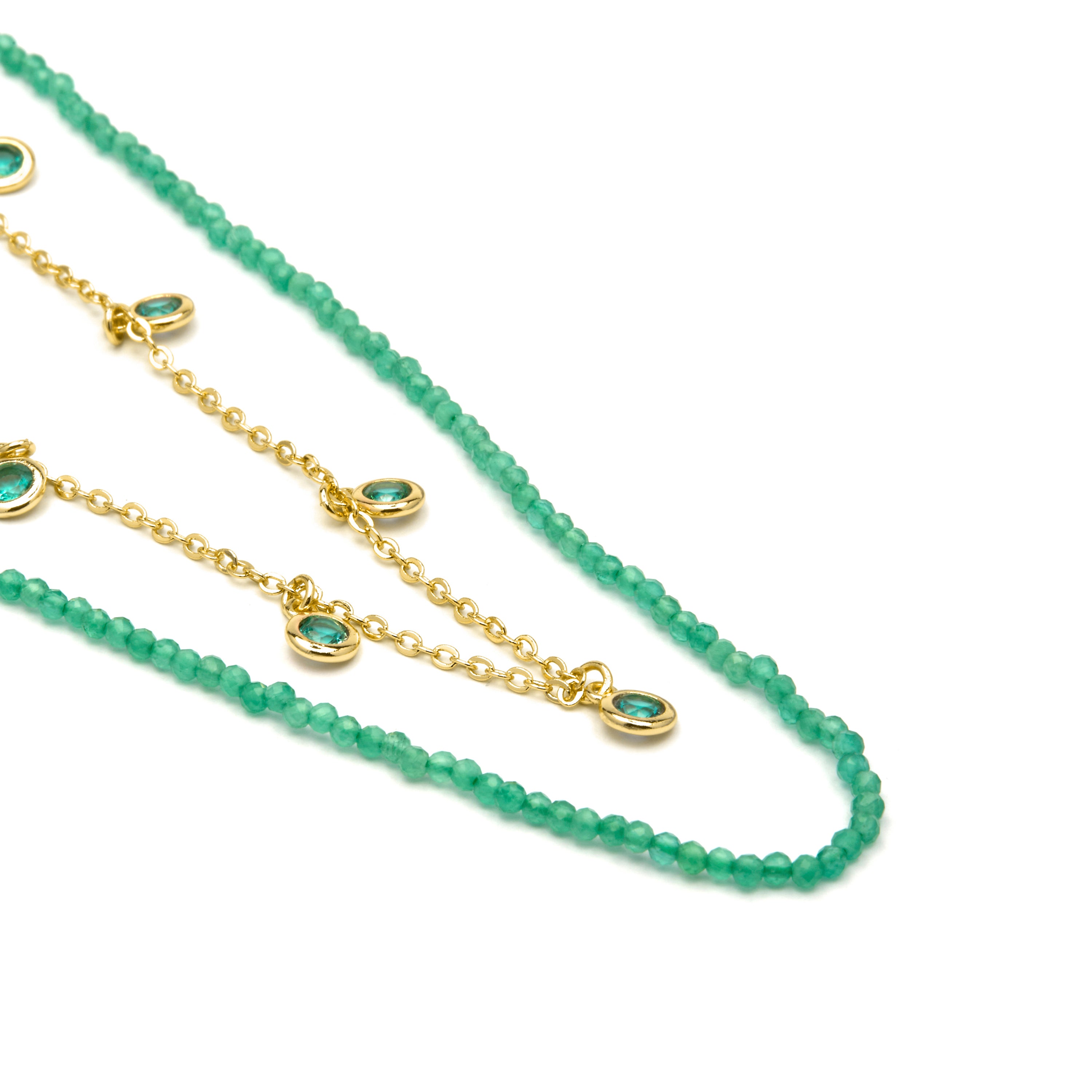 925er Sterling Silber Halskette mit Smaragd-Zirkonia, vergoldet mit 18k Gelbgold - Zaru
