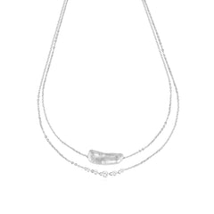 Collar de Plata de Ley 925 y Perla Blanca acabado rodio - Danysda