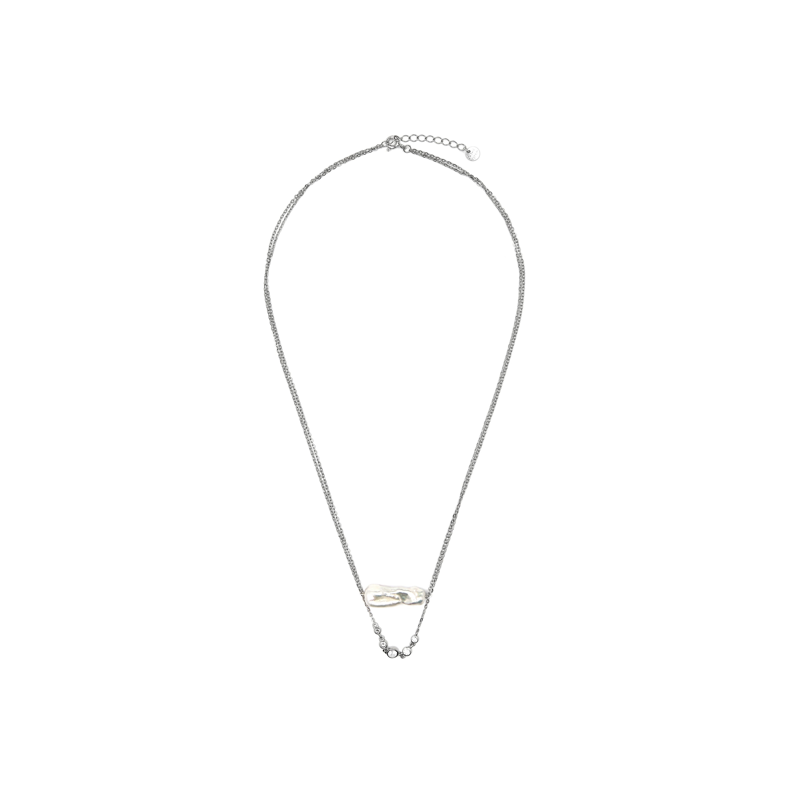 Collar de Plata de Ley 925 y Perla Blanca acabado rodio - Danysda