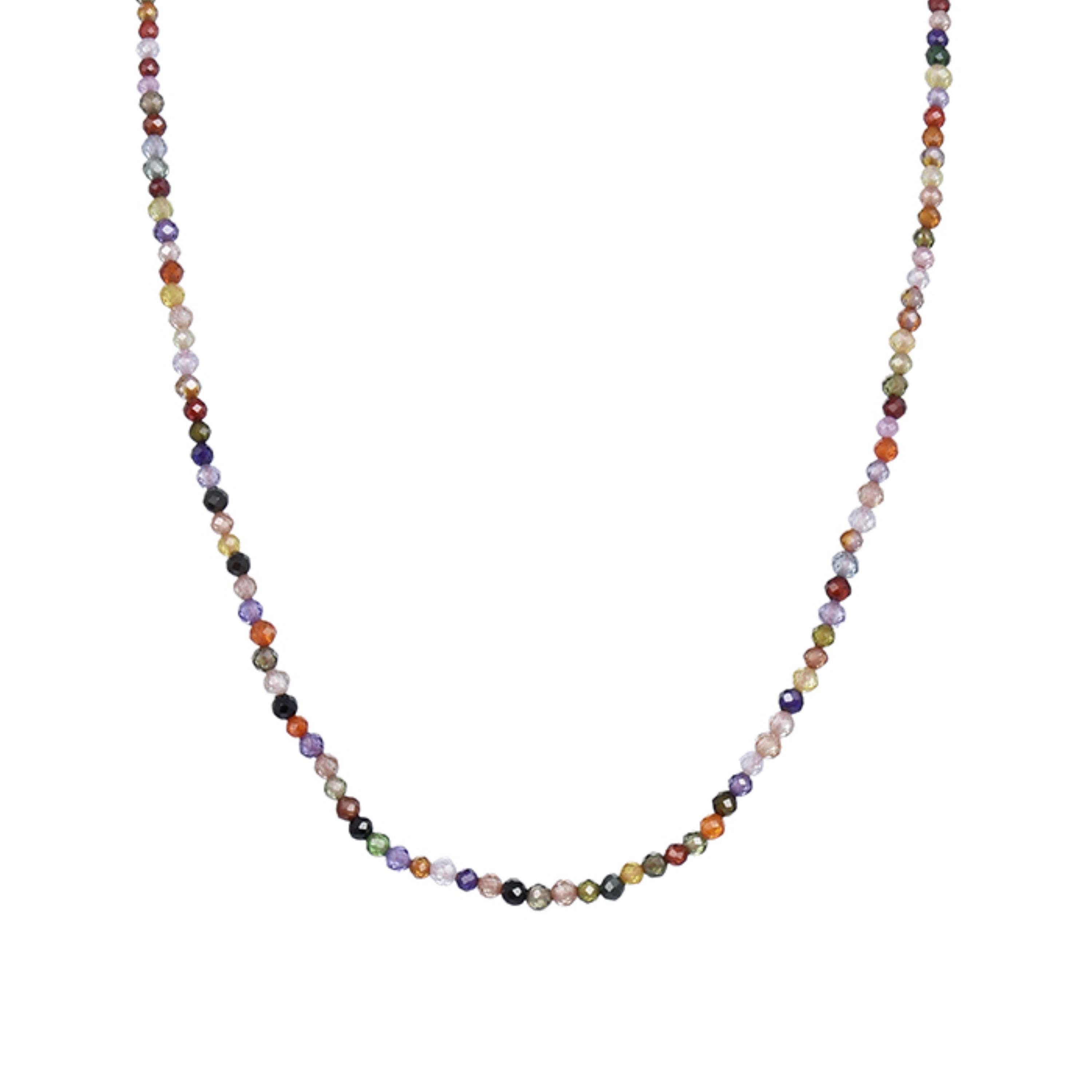 Colar de Prata de Lei 925 com Cristal Multicolor acabado em ouro amarelo 18K - Ufela