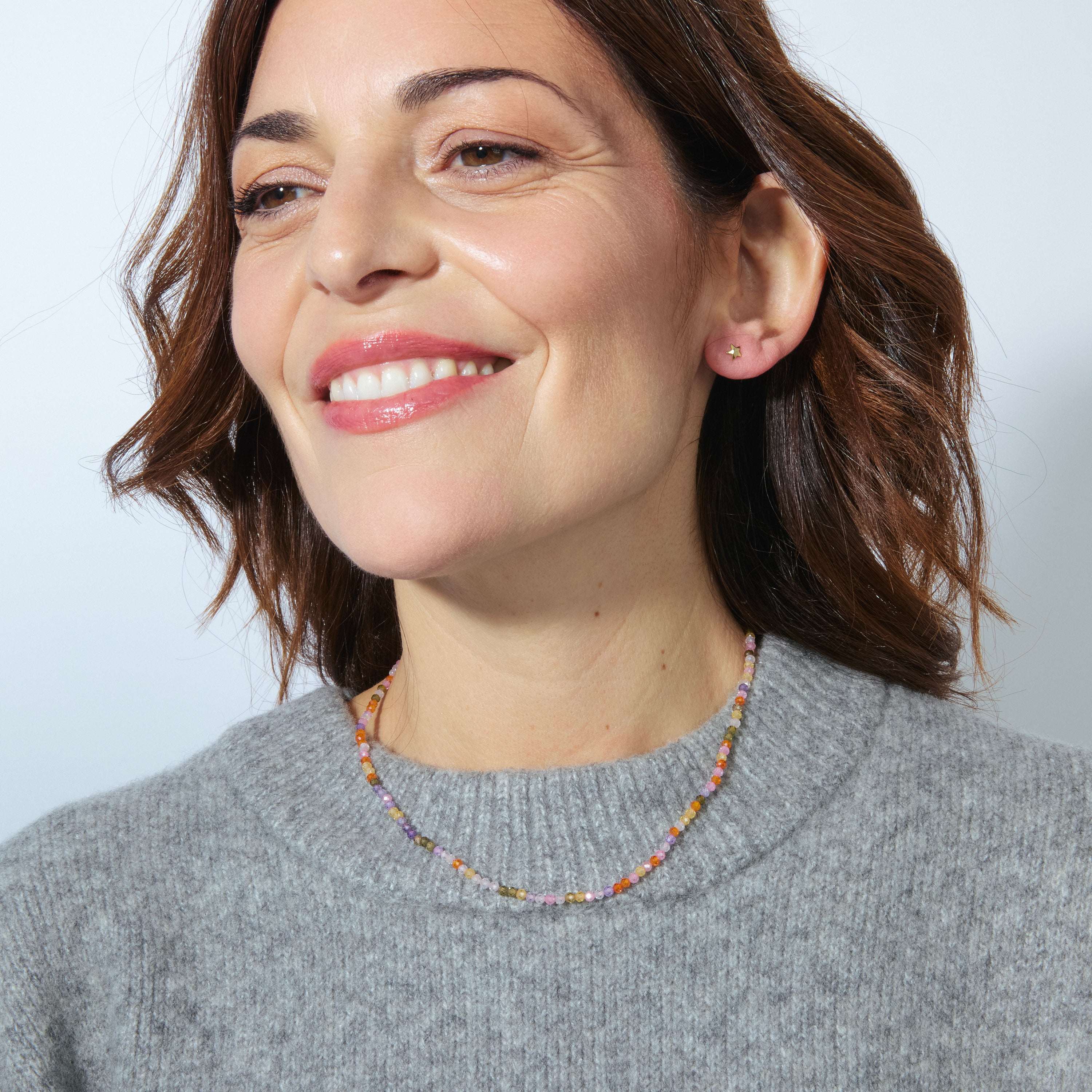 925 Sterling Silver Necklace with Multicolor Crystal finished in 18K Yellow Gold - Ufela