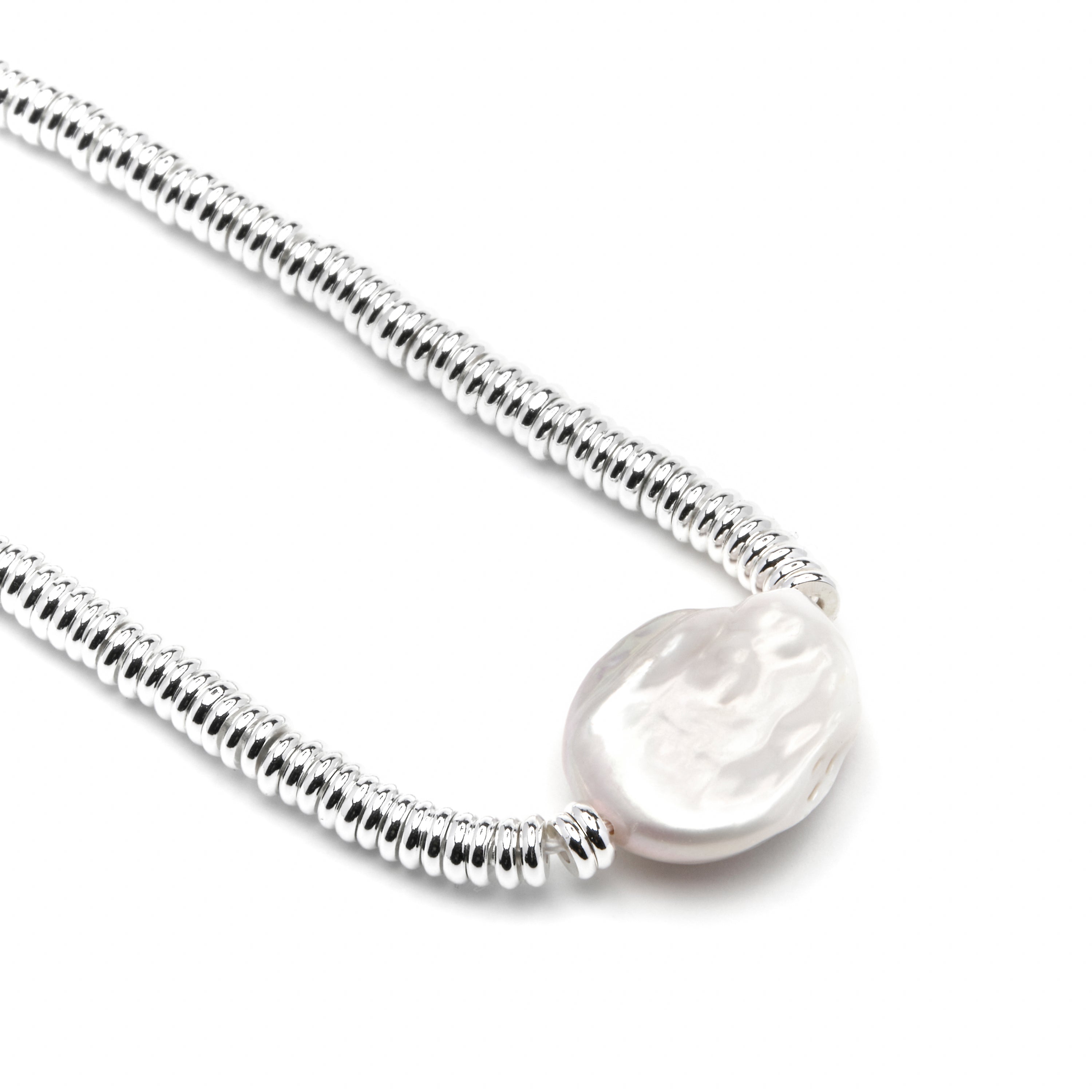 Collar de Plata de Ley 925 y Perla Blanca acabado rodio - Siever