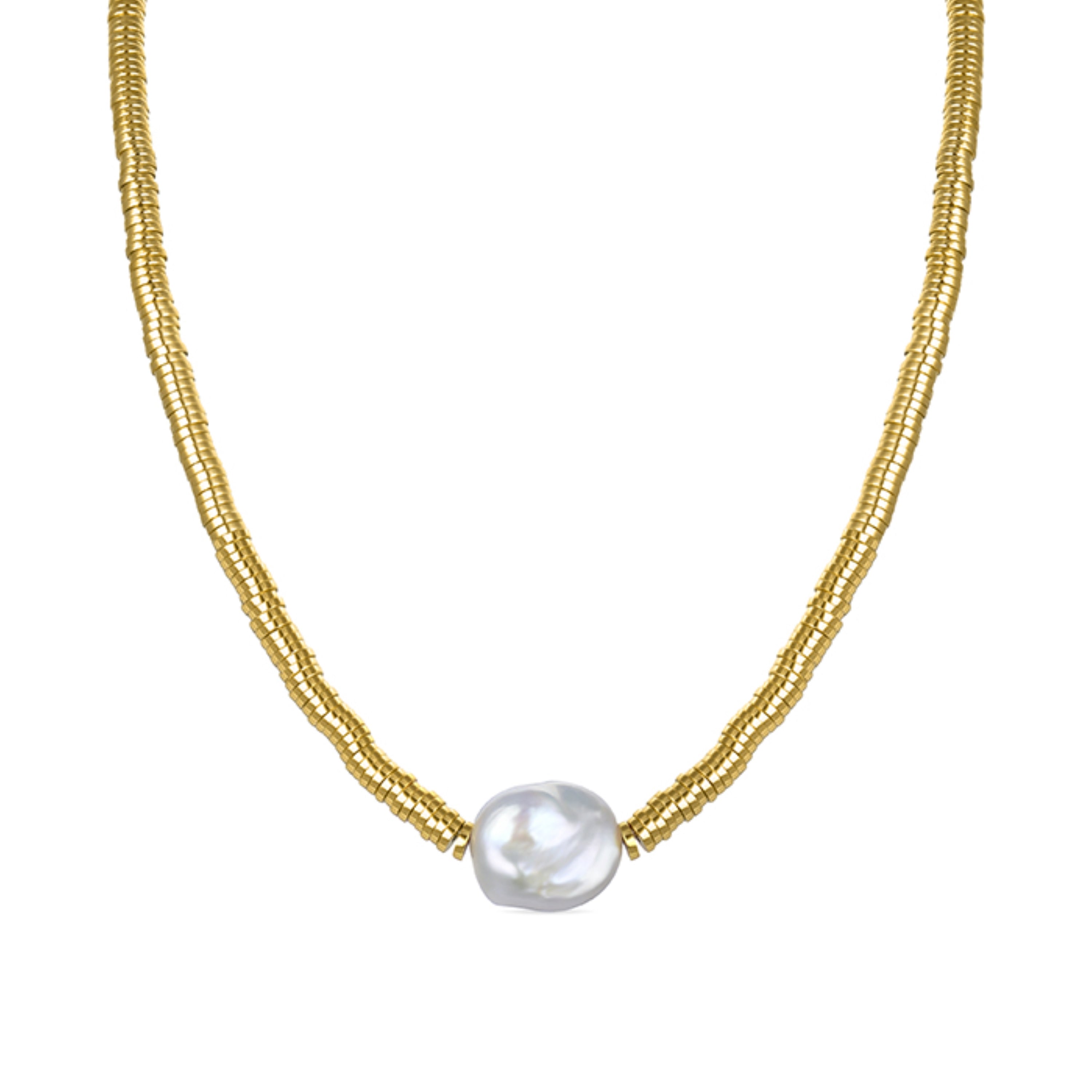 Halskette aus goldenem Hämatit mit 18K Gelbgold-Finish - Siever