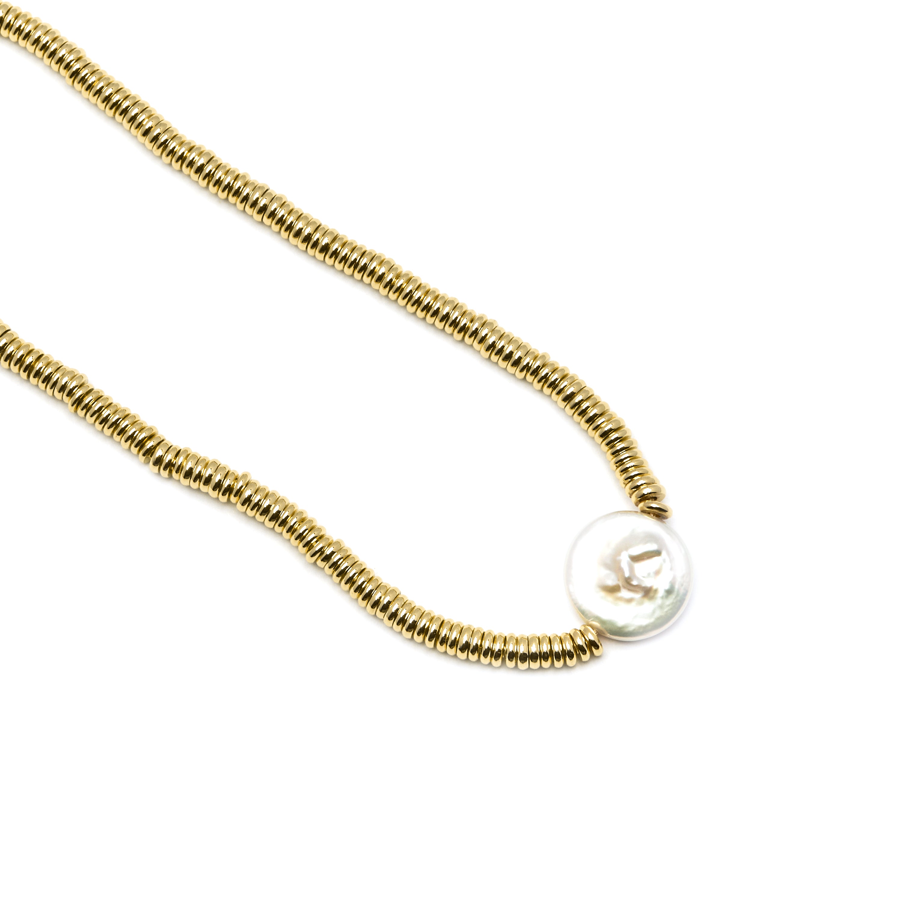 Halskette aus goldenem Hämatit mit 18K Gelbgold-Finish - Siever