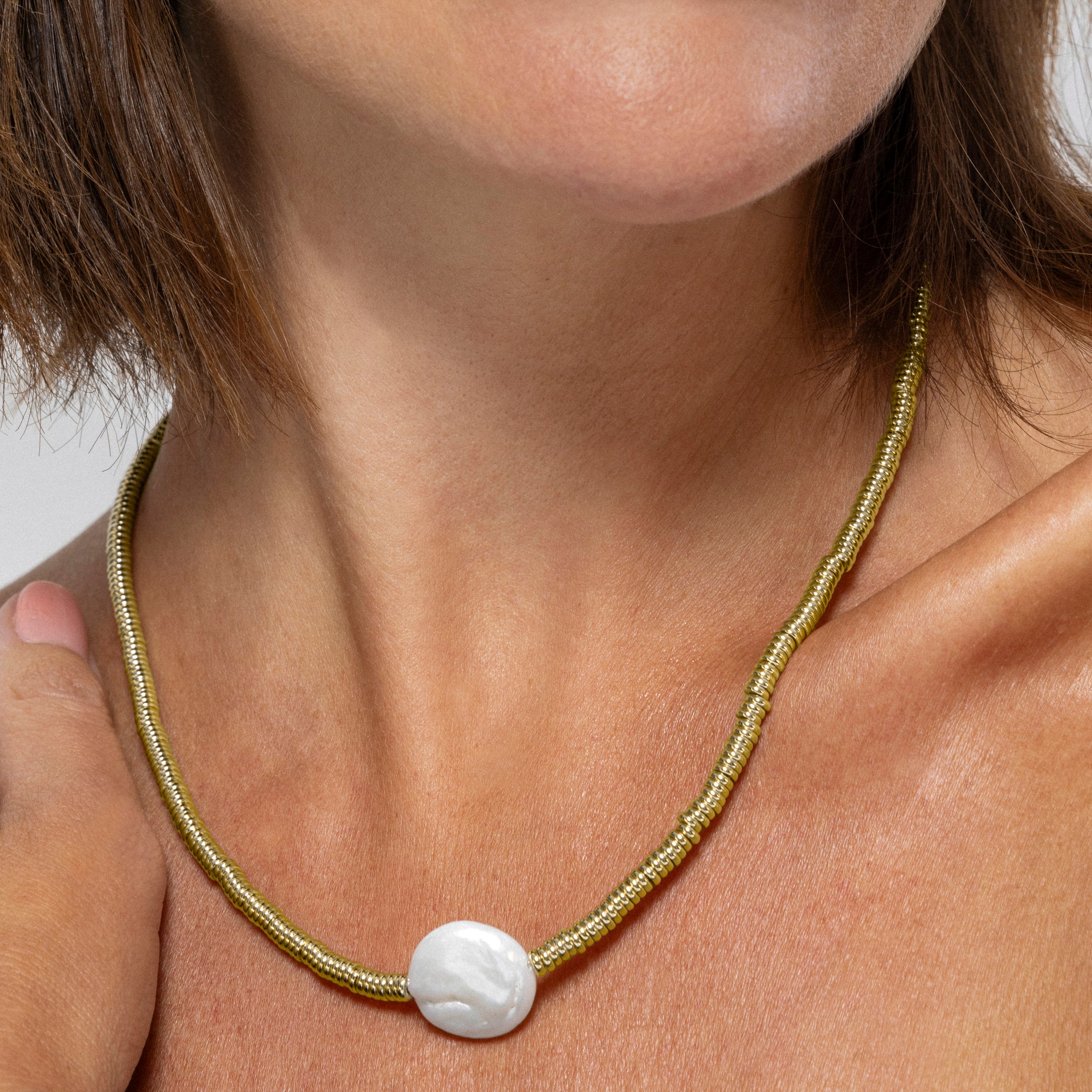 Halskette aus goldenem Hämatit mit 18K Gelbgold-Finish - Siever