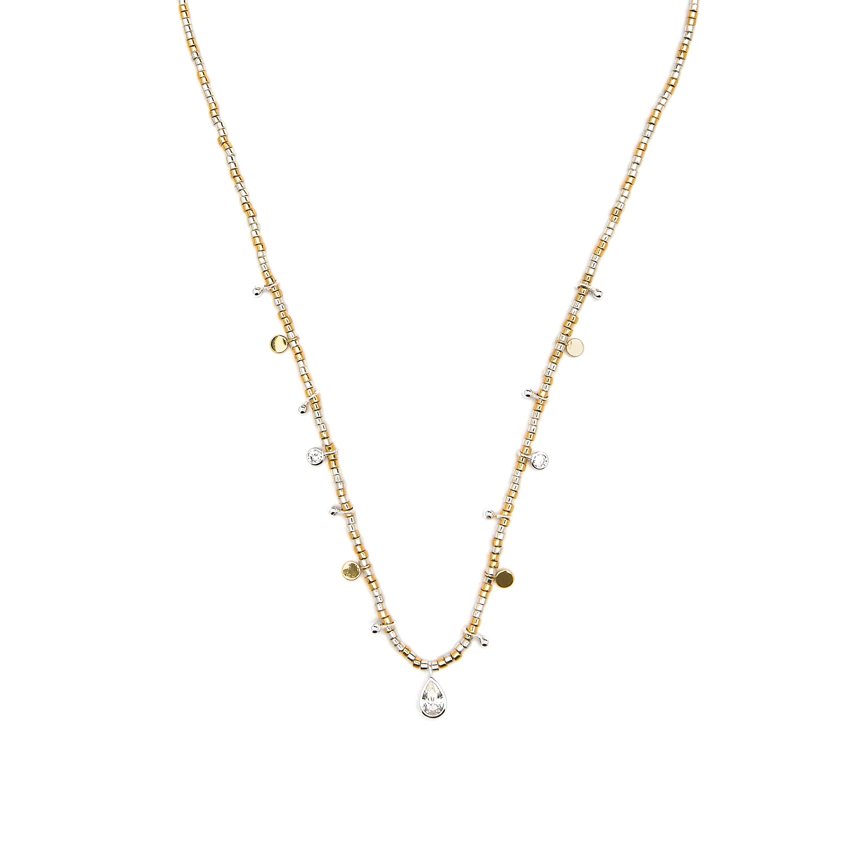 Collar de Plata de Ley 925 y Circonita Brillante acabado en oro amarillo 18k - Erlah