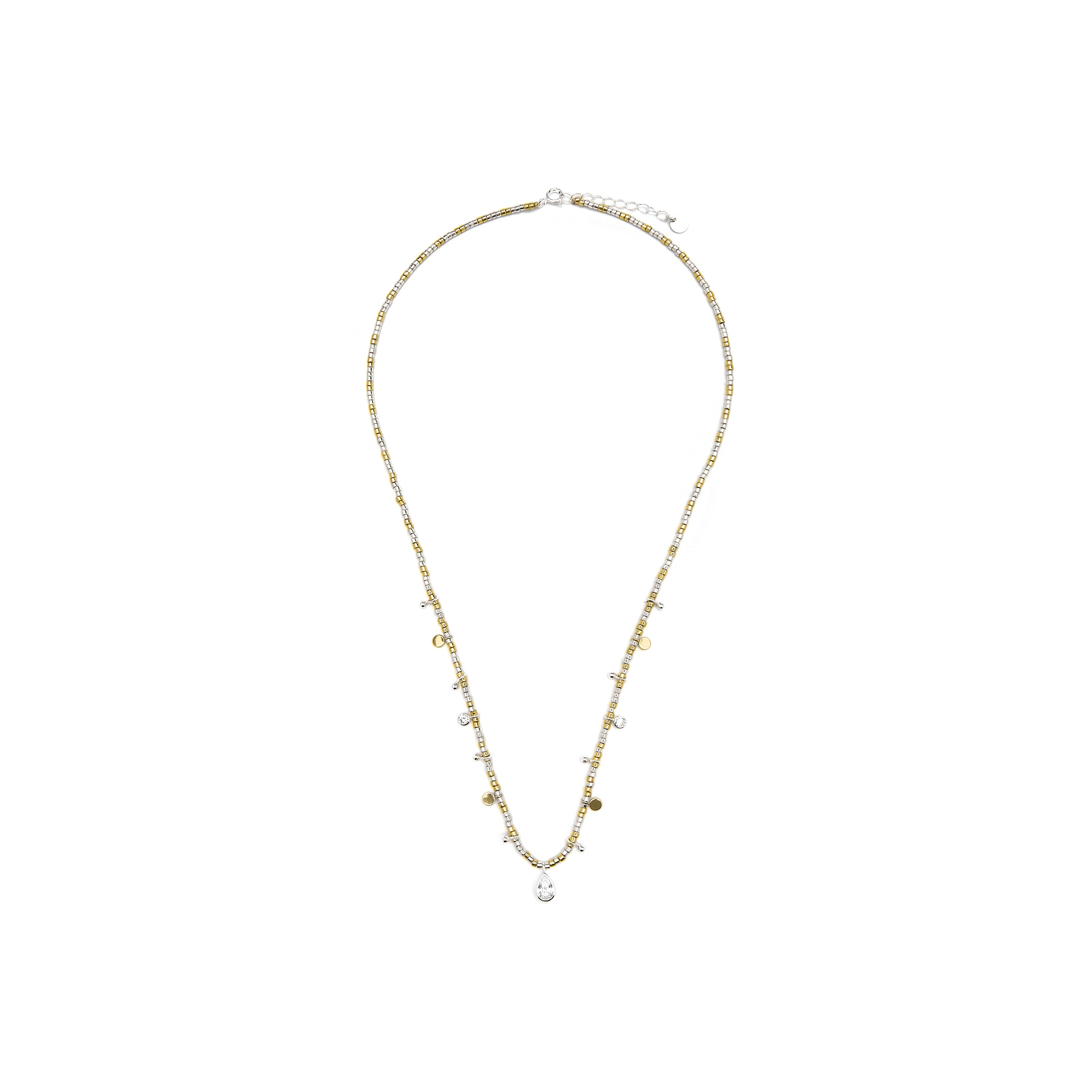 Collar de Plata de Ley 925 y Circonita Brillante acabado en oro amarillo 18k - Erlah