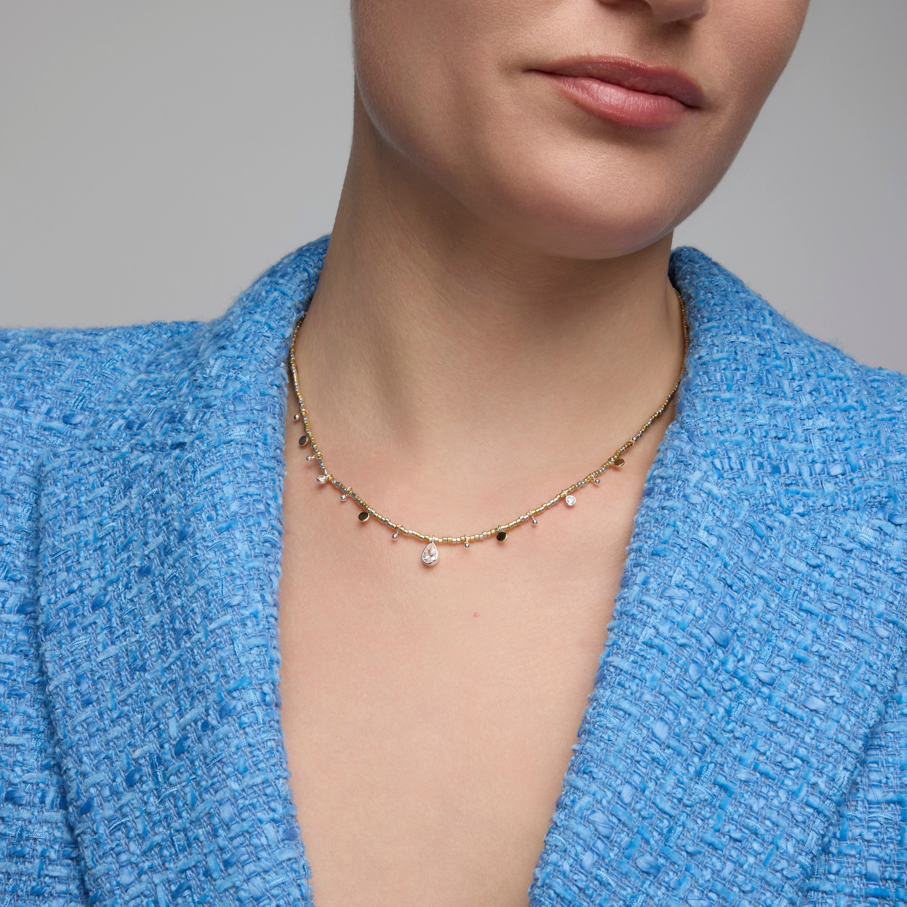 Collar de Plata de Ley 925 y Circonita Brillante acabado en oro amarillo 18k - Erlah