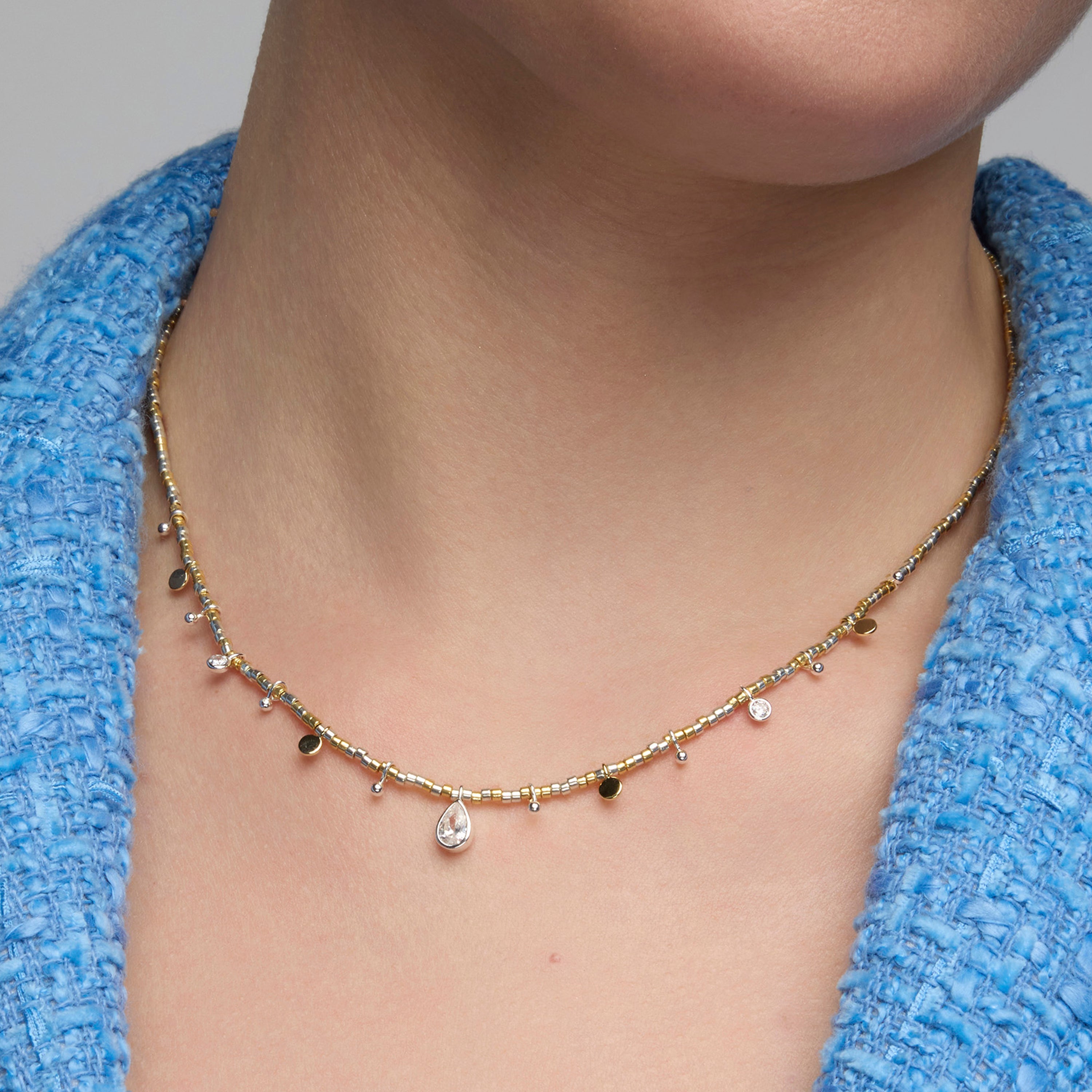 Collar de Plata de Ley 925 y Circonita Brillante acabado en oro amarillo 18k - Erlah