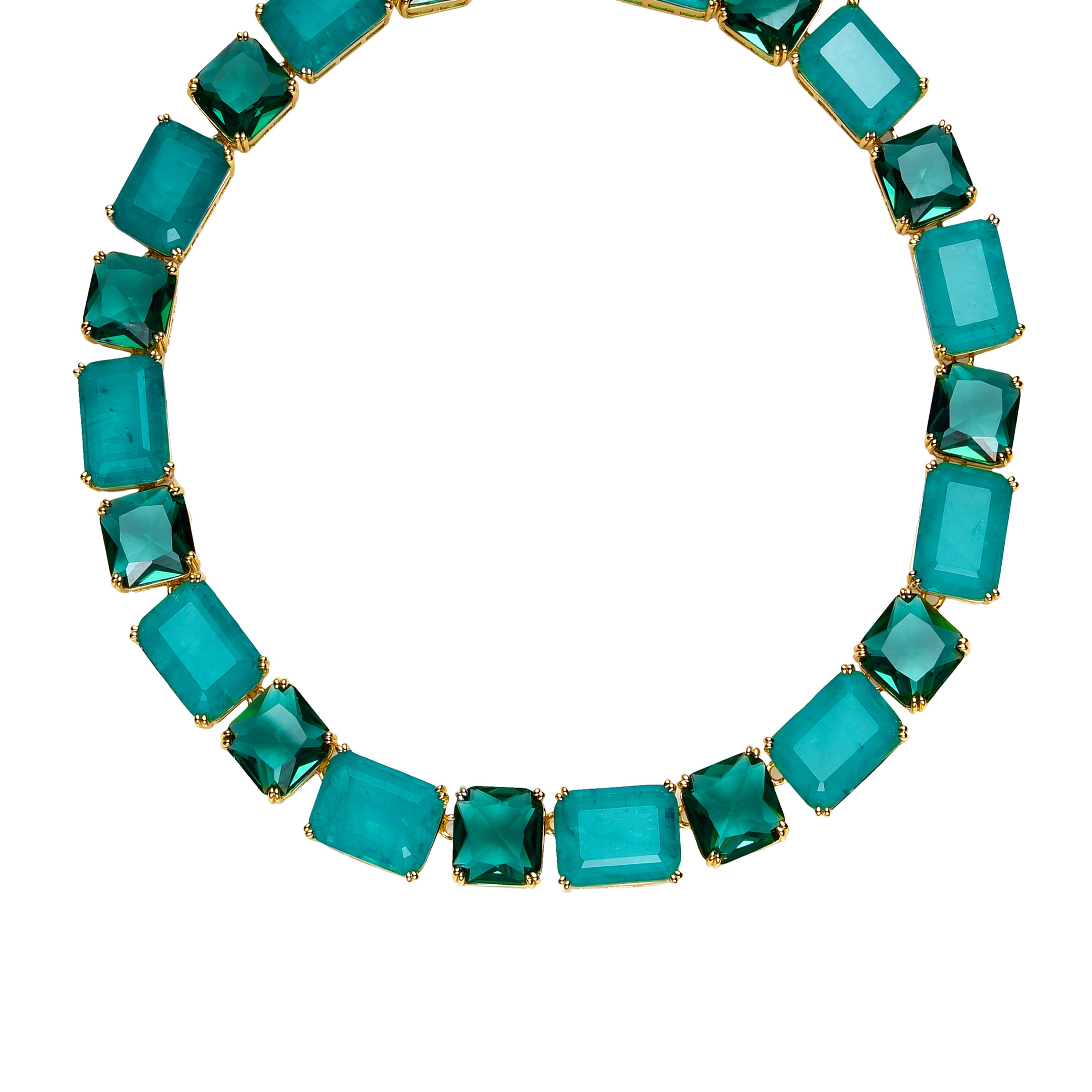 Collar de Plata de Ley 925 y Cuarzo Hidrotermal Verde Paraiba acabado oro amarillo de 18k - Lindrak