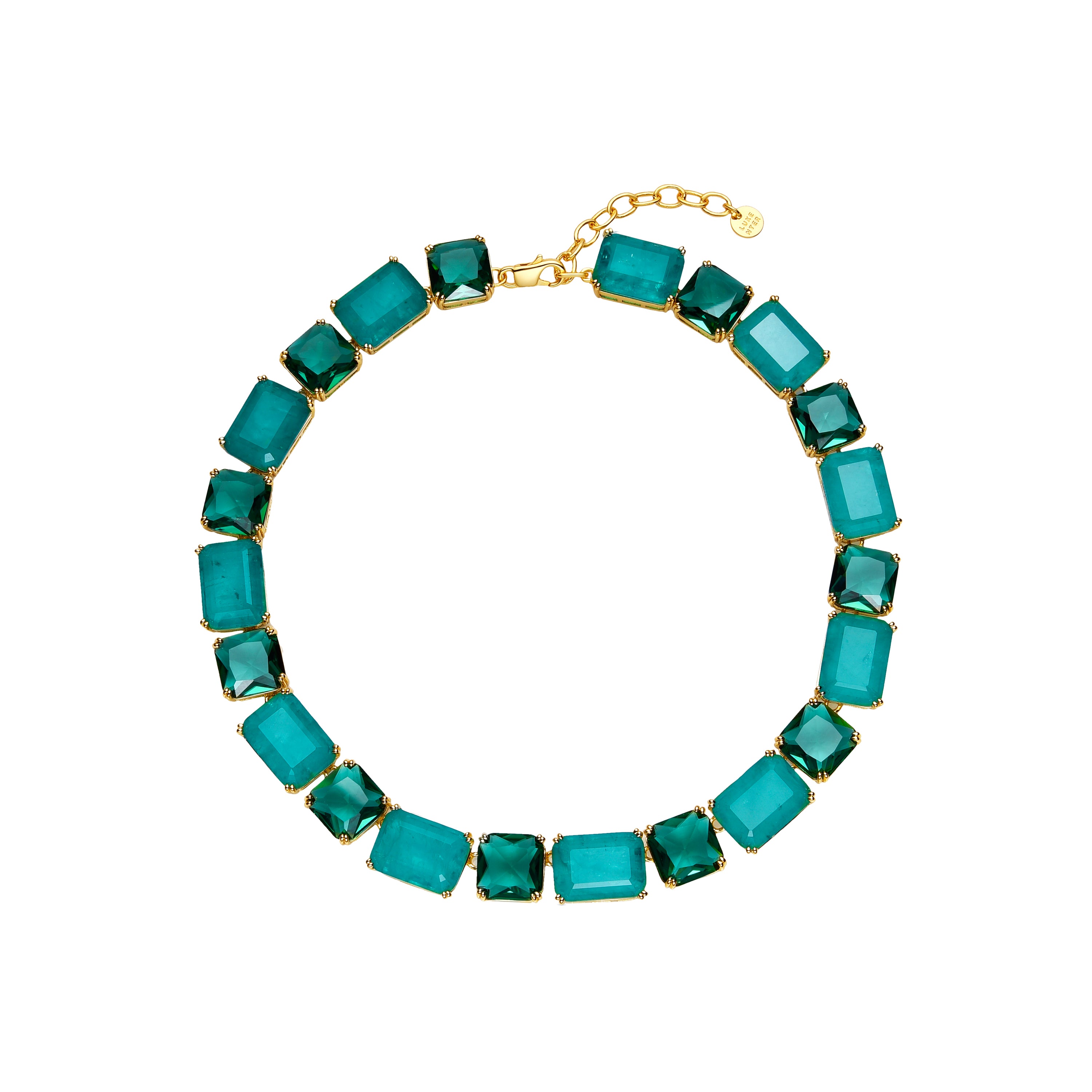 925 Sterling Silver Necklace with Green Paraiba Hydrothermal Quartz finished in 18k yellow gold - Lindrak