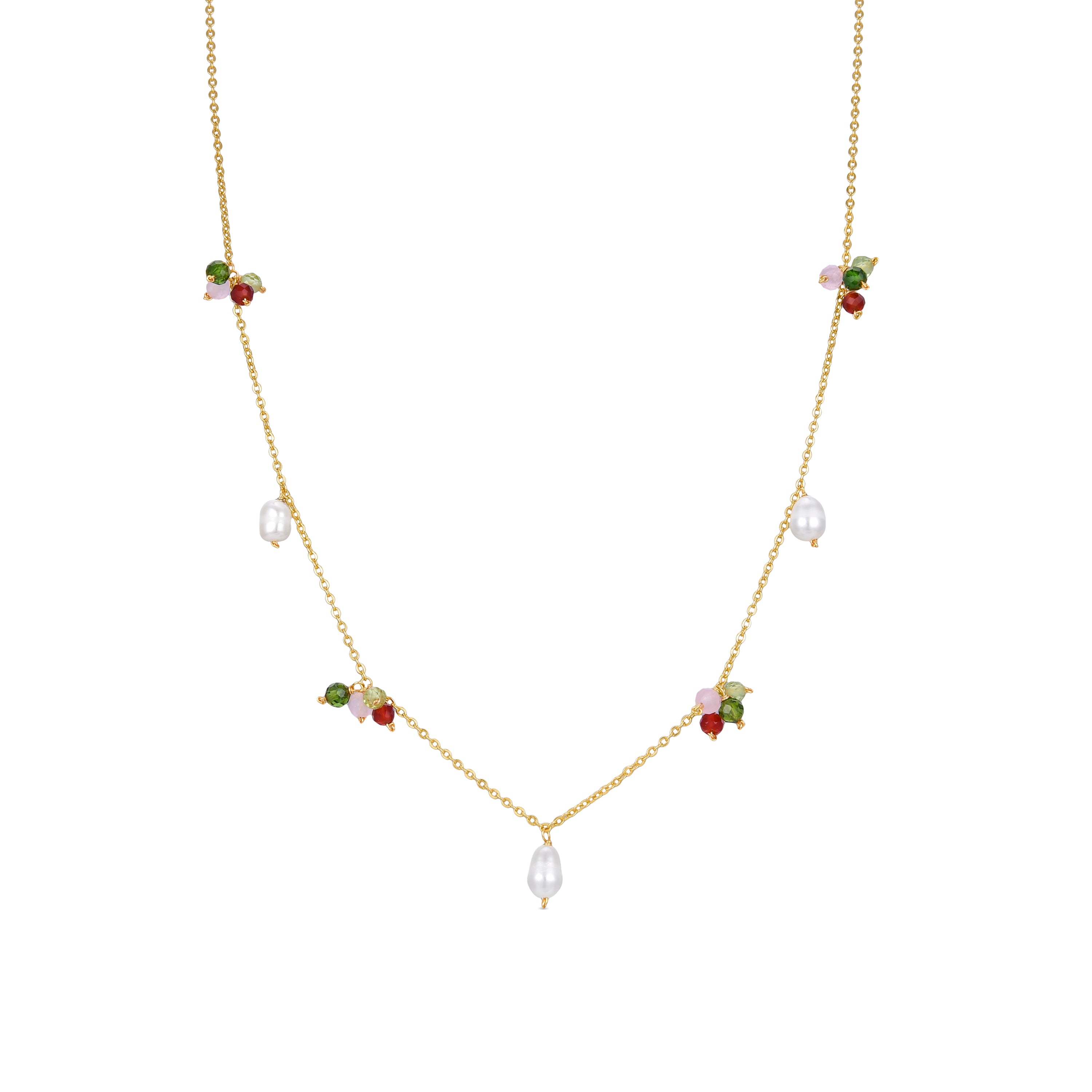 925 Sterling Silver Necklace with White Pearl finished in 18K Yellow Gold - Fanim