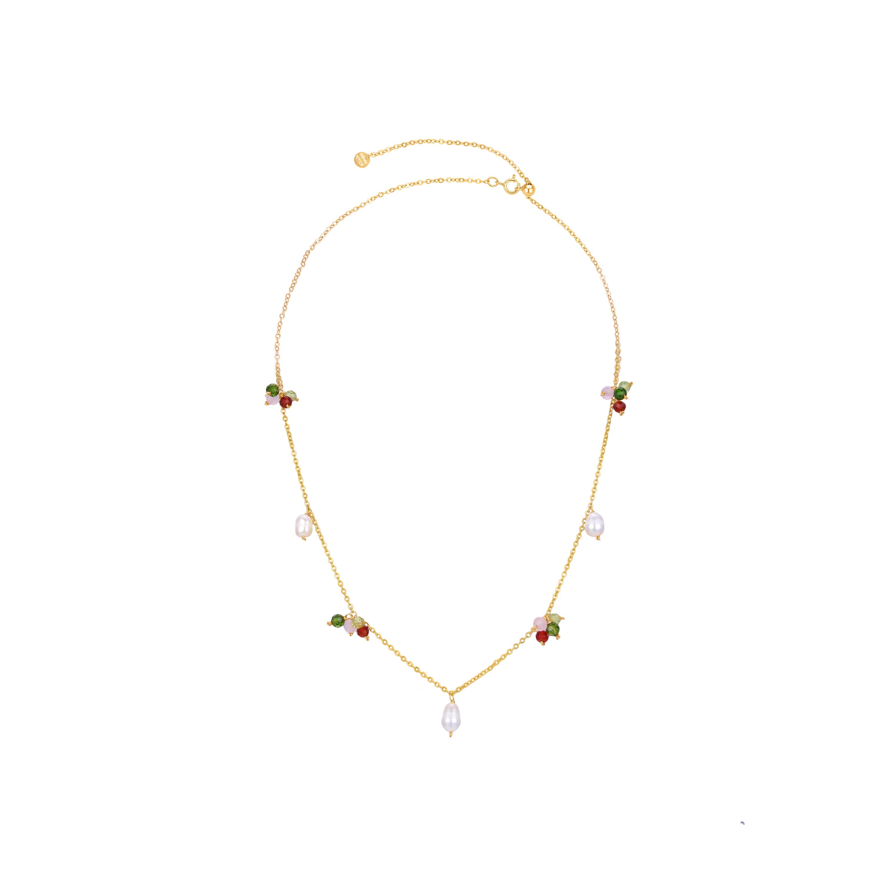 925 Sterling Silver Necklace with White Pearl finished in 18K Yellow Gold - Fanim