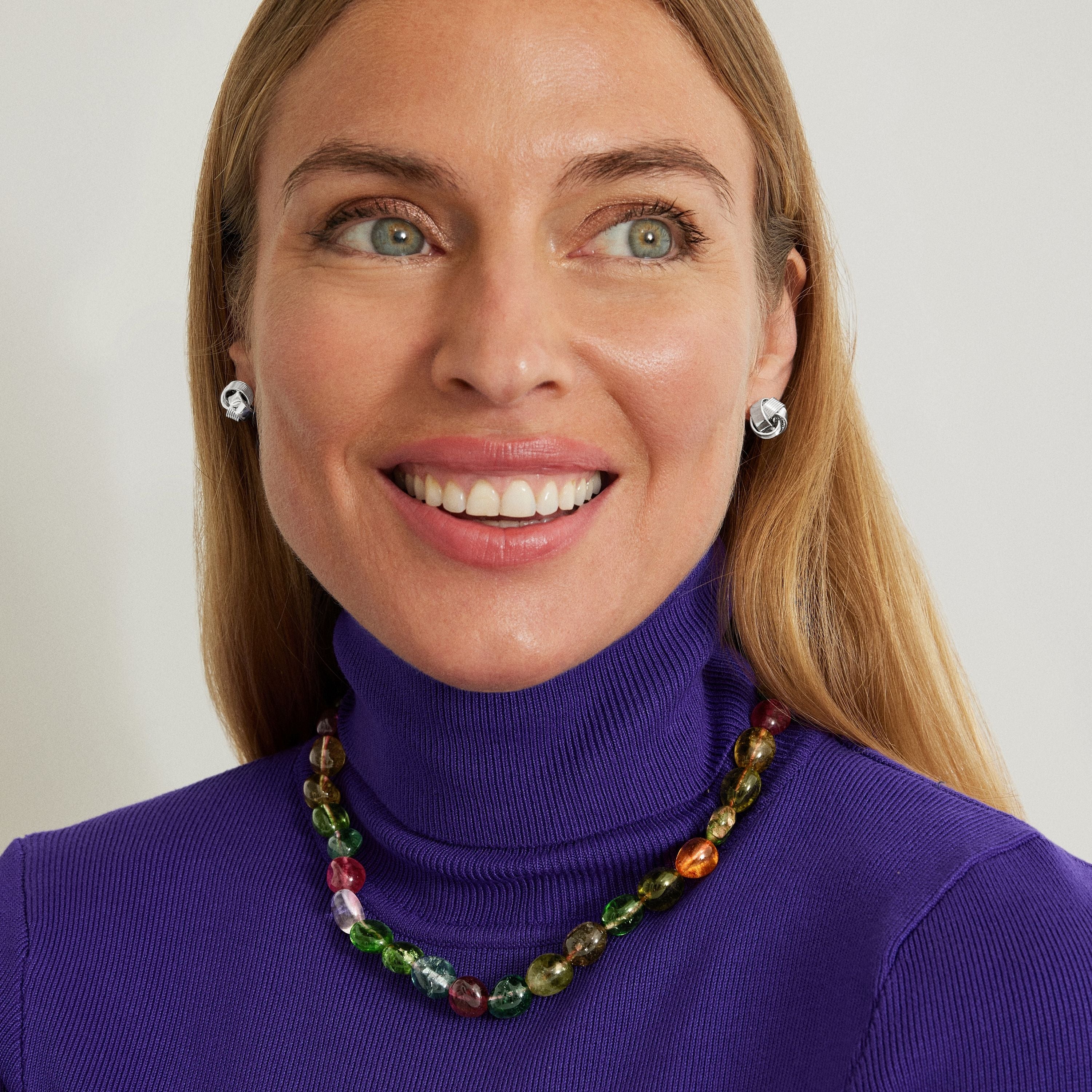 925 Sterling Silver Necklace with Multicolor Crystal finished in 18K Yellow Gold - Karse