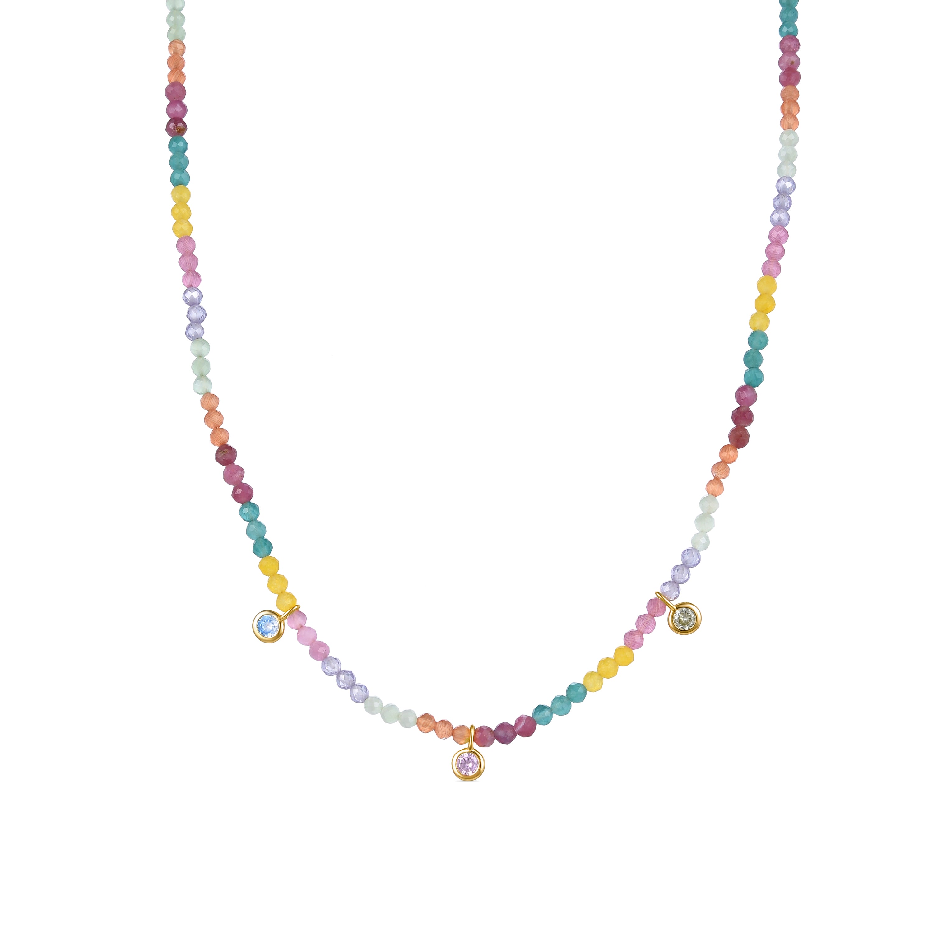 Collana in Argento Sterling 925 con Zirconia Multicolore finitura in oro giallo 18K - Ruane