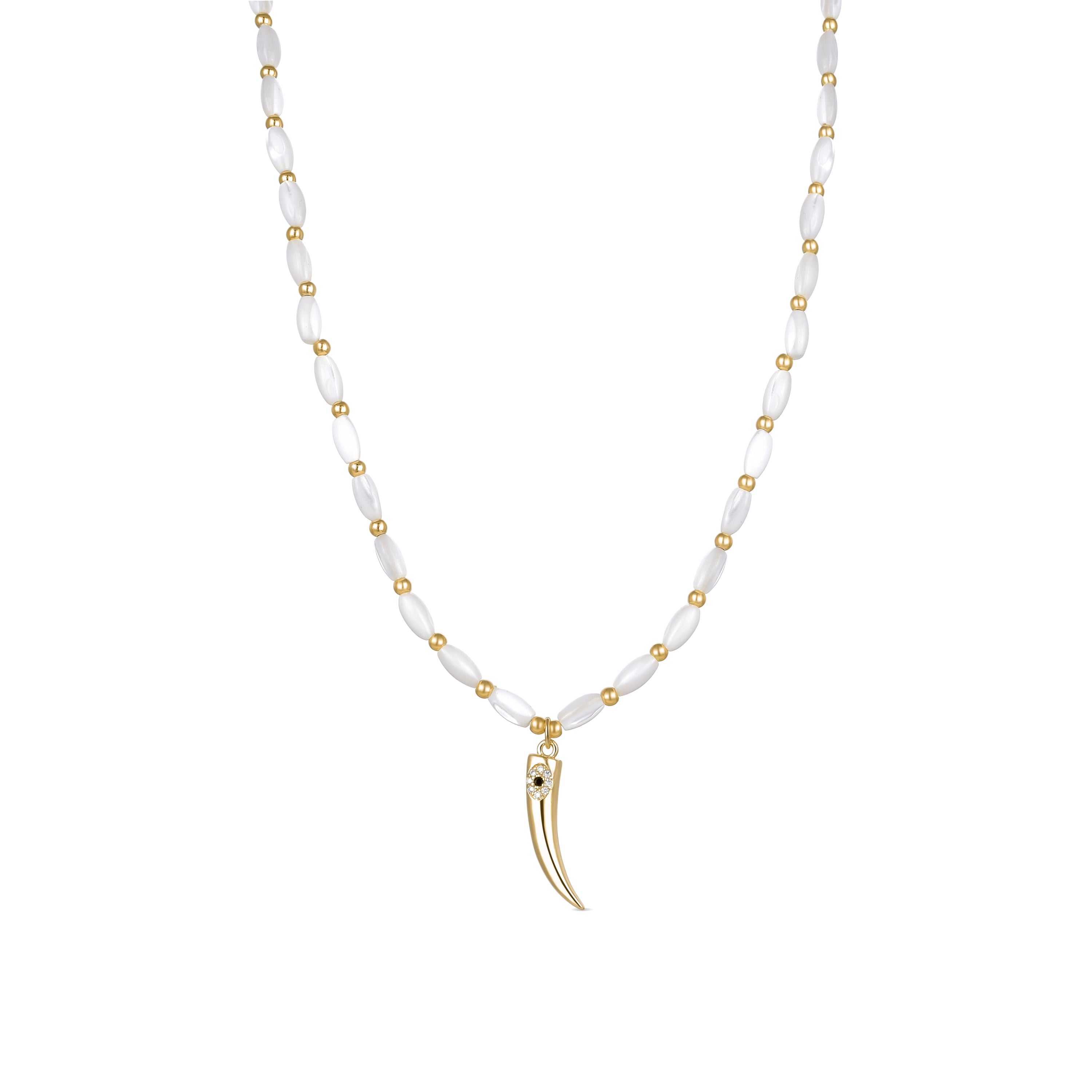 Collier en argent sterling 925 avec nacre blanche finition en or jaune 18K - Sinoa