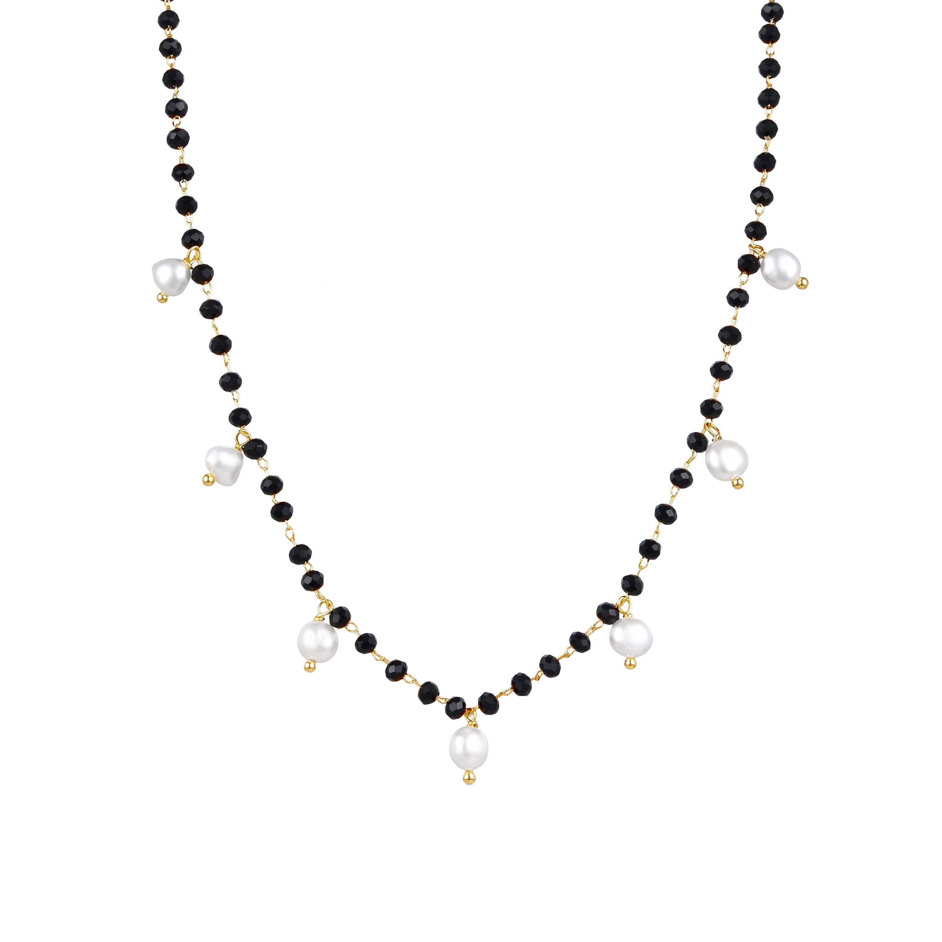 925er Sterling Silber Halskette mit weißer Perle, vergoldet mit 18K Gelbgold - Seika