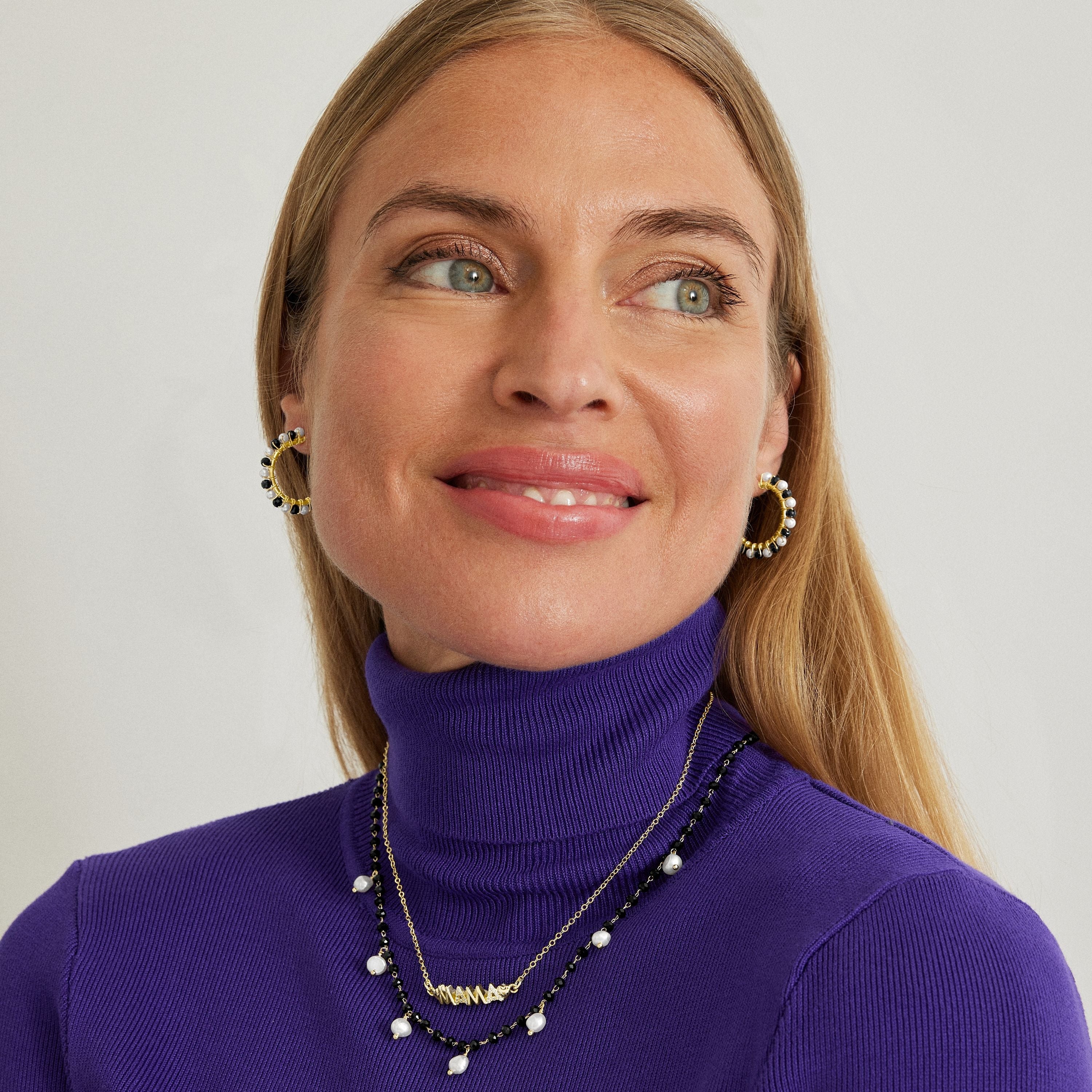 925er Sterling Silber Halskette mit weißer Perle, vergoldet mit 18K Gelbgold - Seika