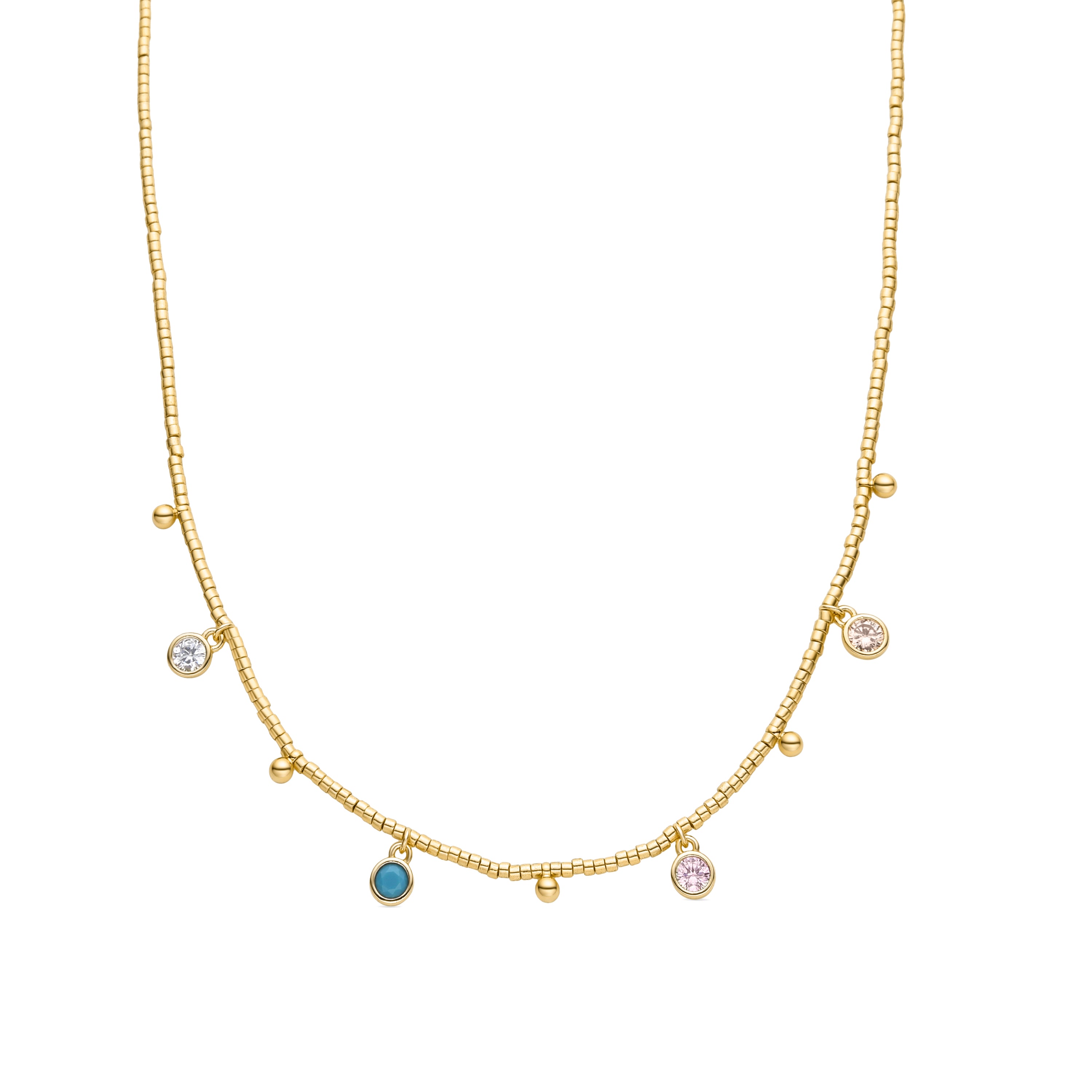 Collana in Argento Sterling 925 con Zirconia Multicolore finitura in oro giallo 18K - Mali