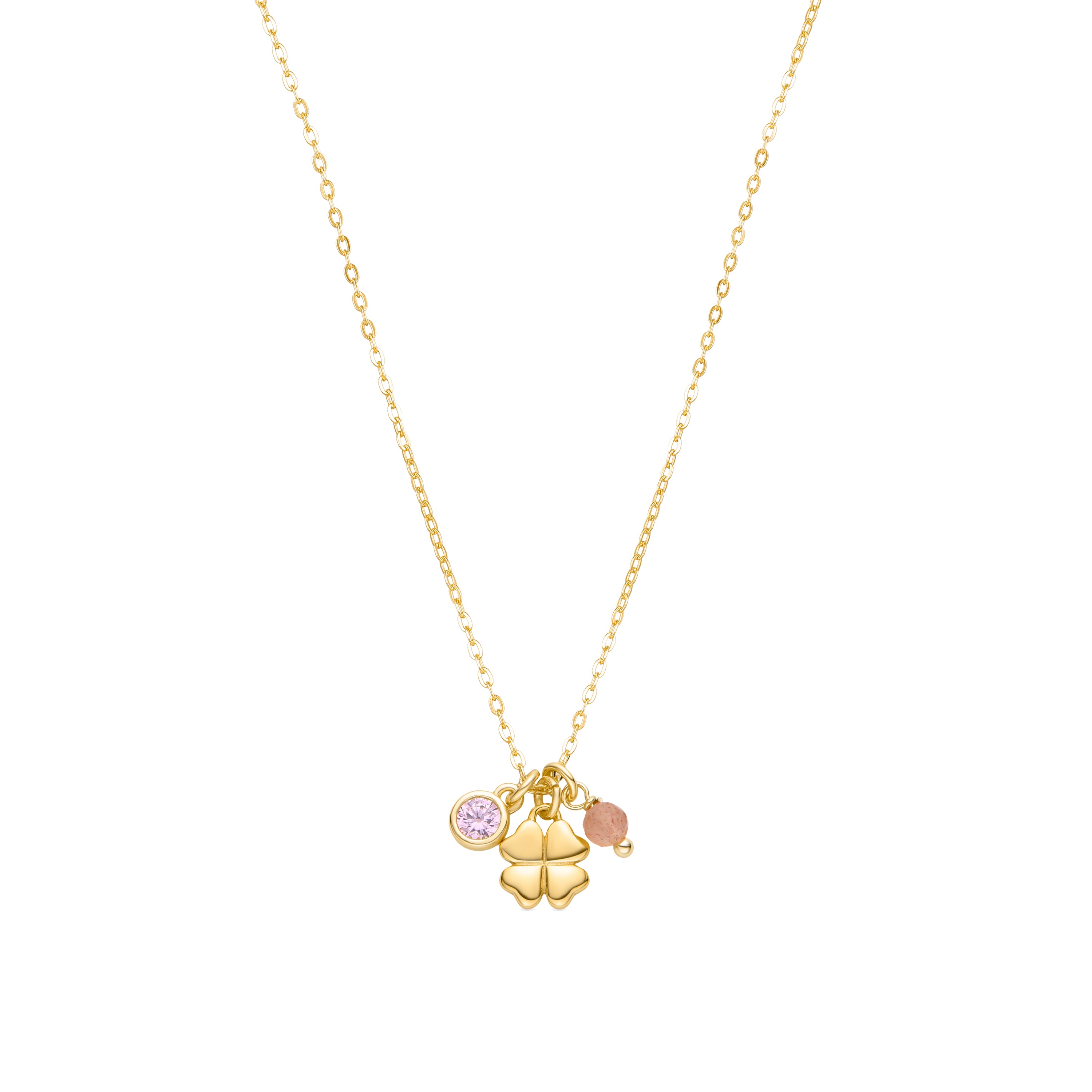 Collier en argent sterling 925 avec zircon rose finition en or jaune 18K - Douala