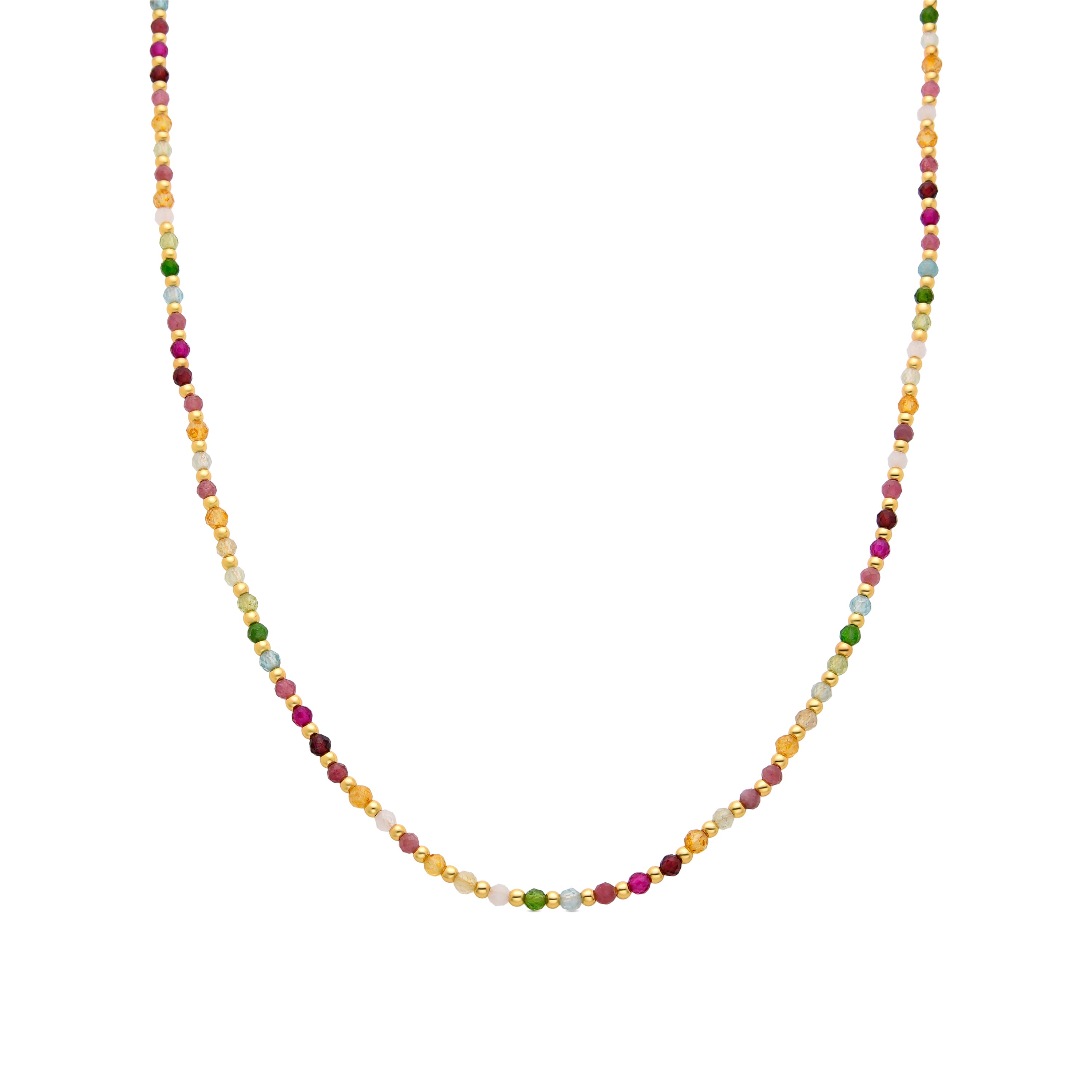 925 Sterling Silver Necklace with Multicolor Crystal finished in 18K Yellow Gold - Dirrim
