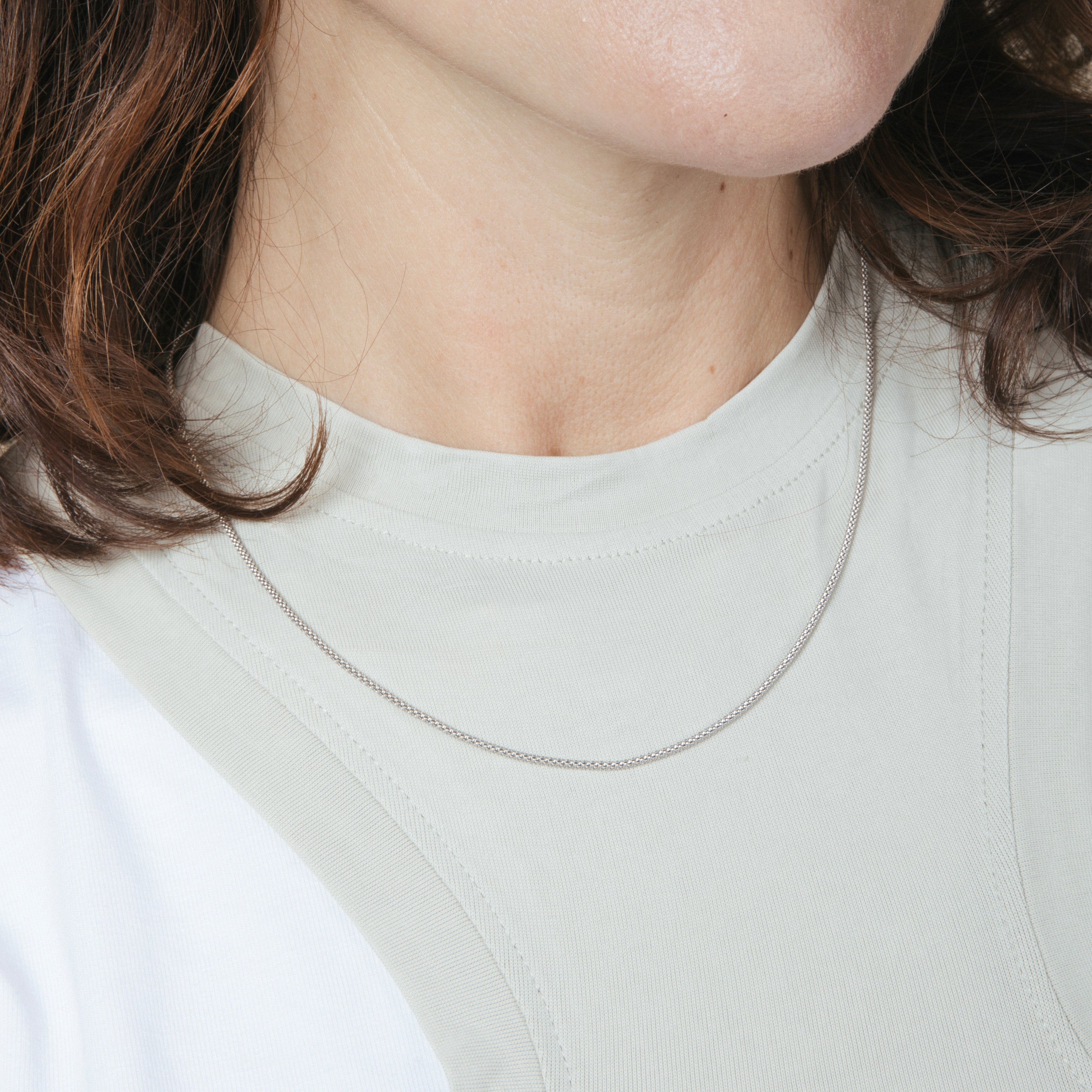 42cm Sterling Silver 925 Chain with Rhodium Finish - Nursis