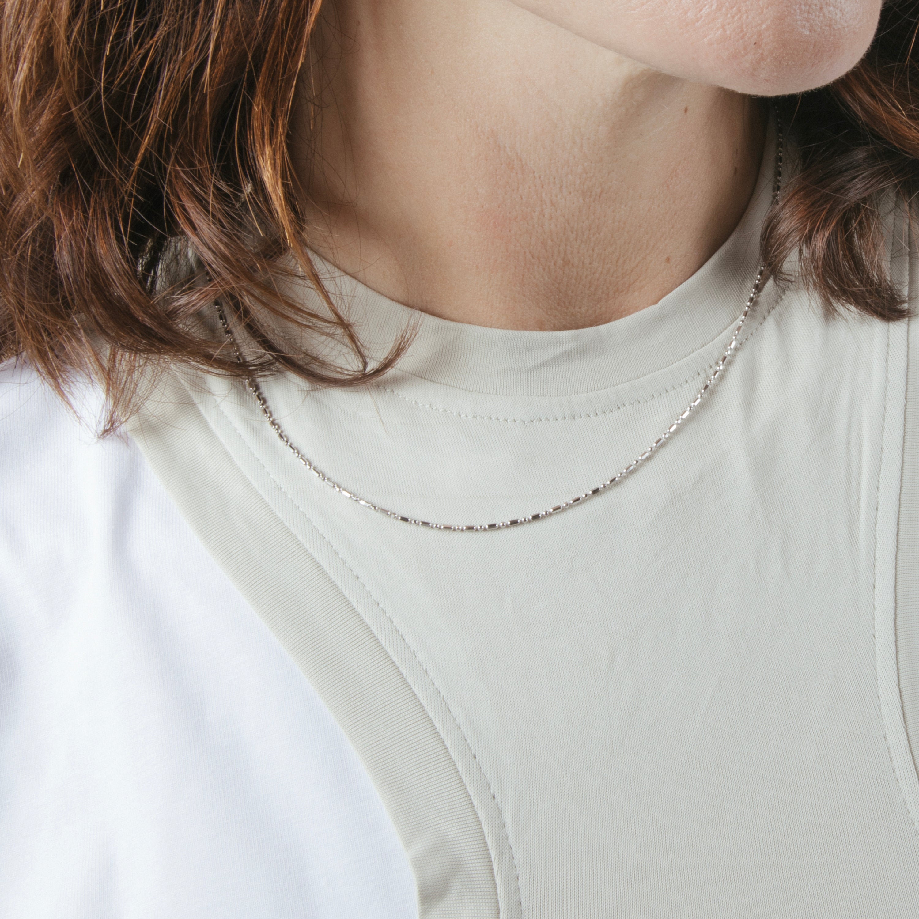 42cm chain of 925 sterling silver with rhodium finish - Sumga