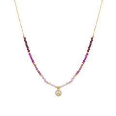 Collar de Plata de Ley 925 y Cristal Rosa acabado en oro amarillo de 18k - Peace