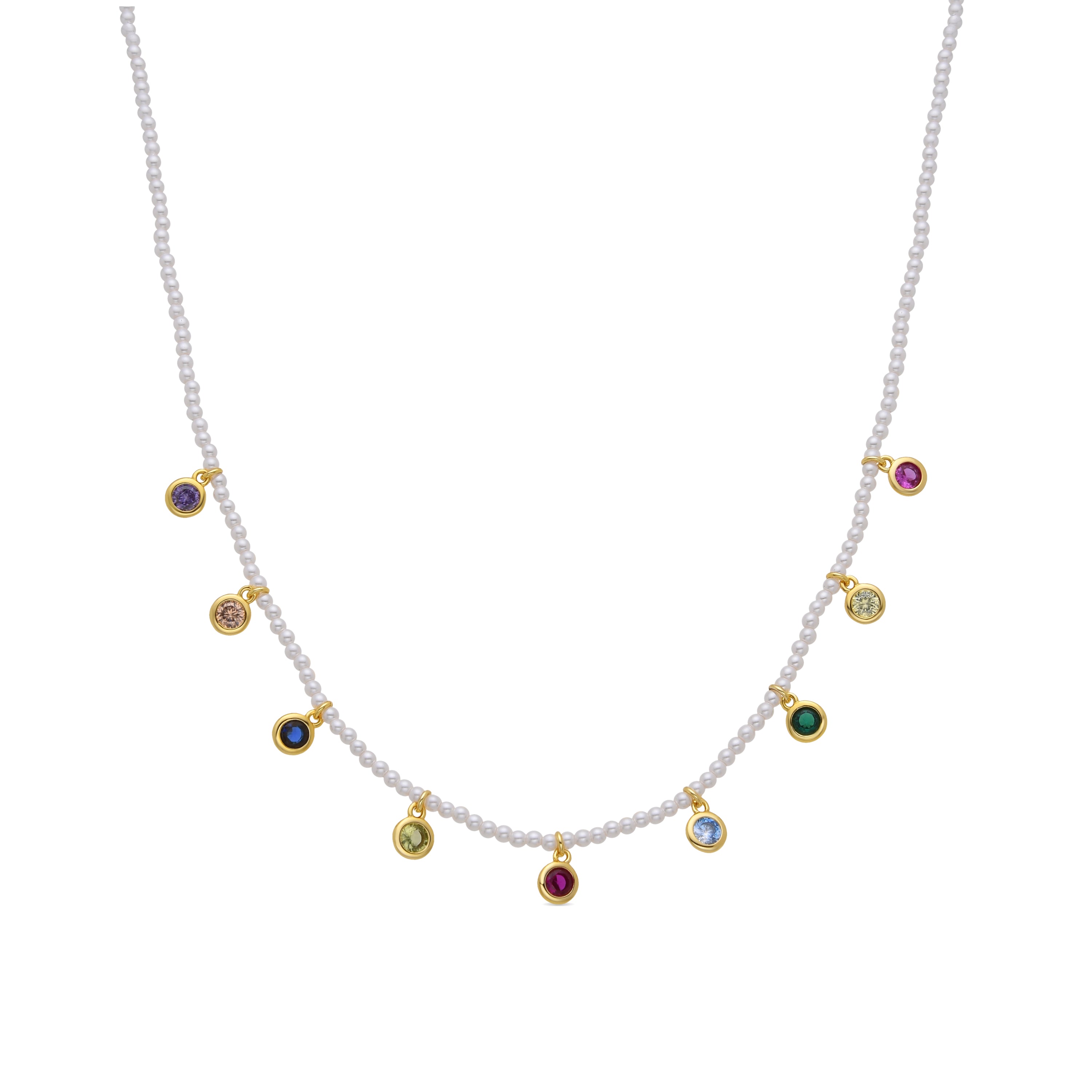 925er Sterlingsilber-Halskette mit mehrfarbigen Zirkonia, vergoldet mit 18K Gelbgold - Alori