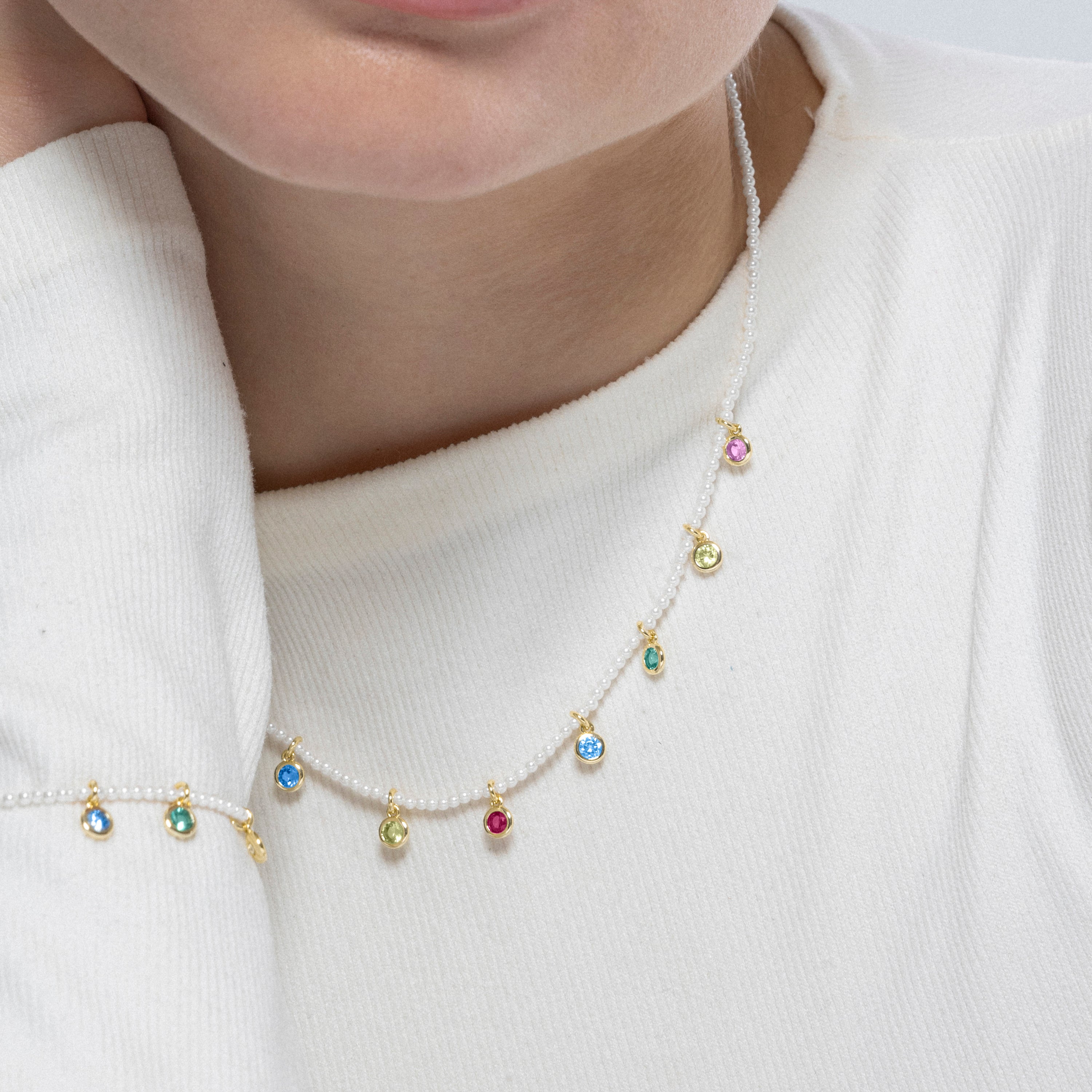 925er Sterlingsilber-Halskette mit mehrfarbigen Zirkonia, vergoldet mit 18K Gelbgold - Alori