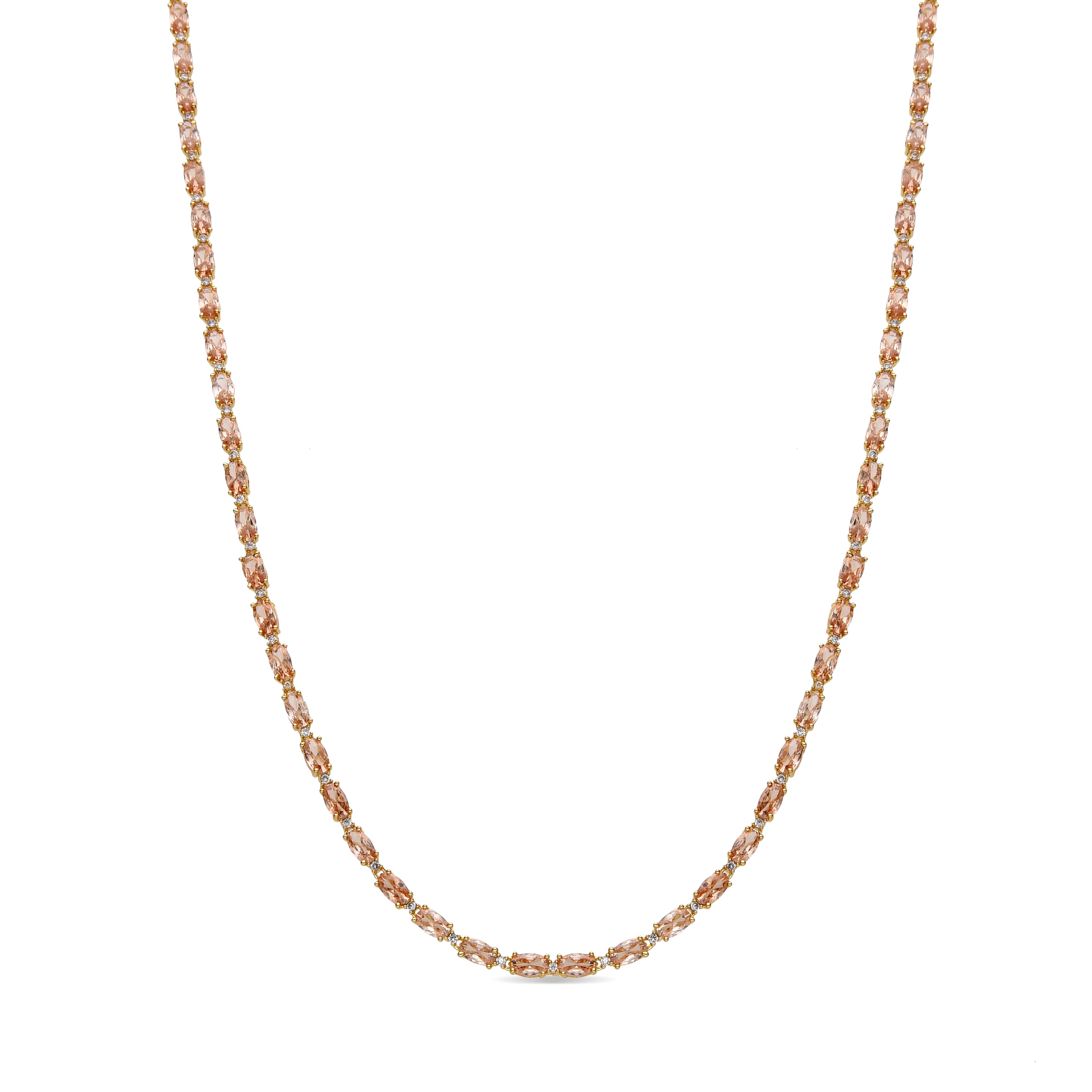 925 Sterling Silver Necklace with Champagne Zirconia finished in 18k Gold - Morilda