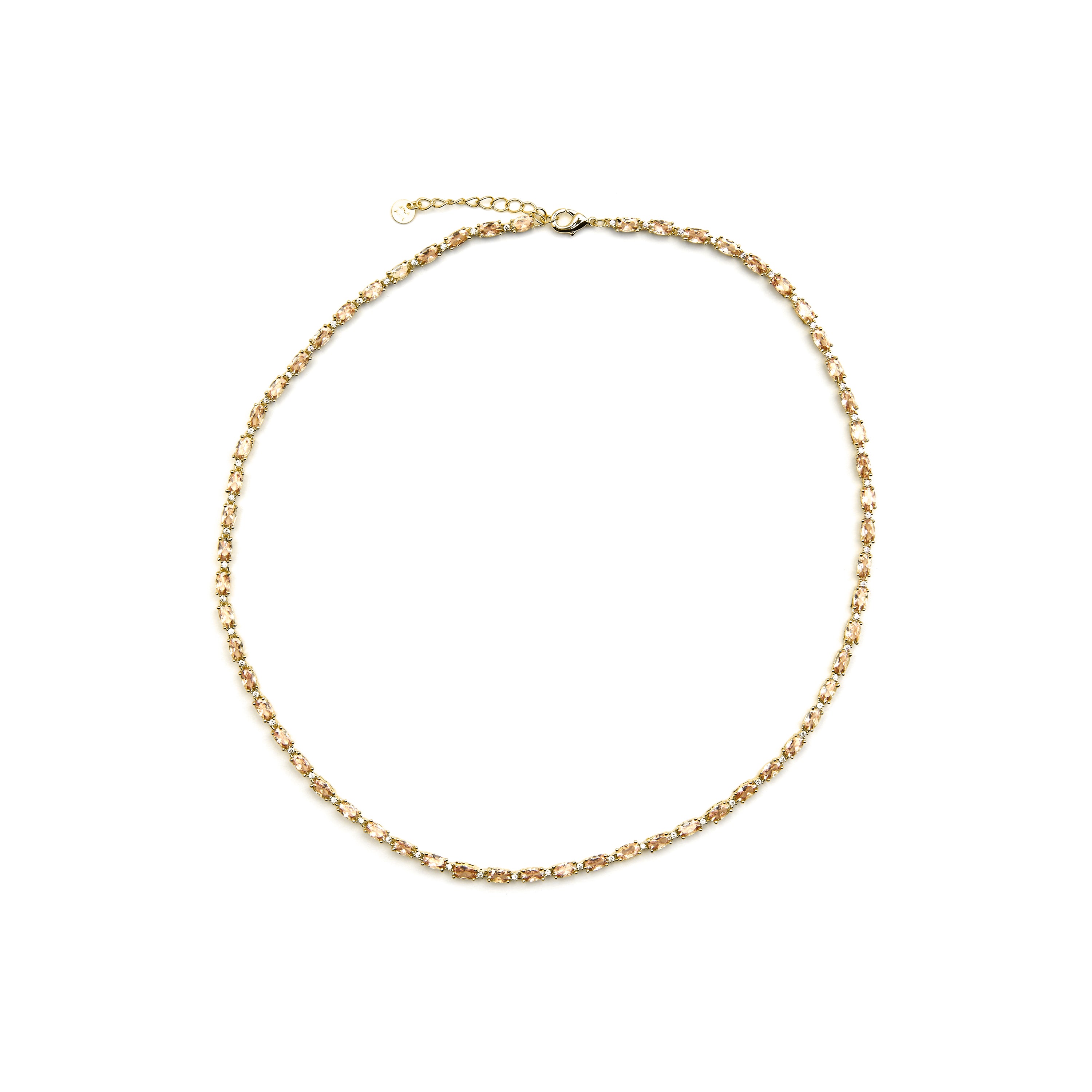 925 Sterling Silver Necklace with Champagne Zirconia finished in 18k Gold - Morilda