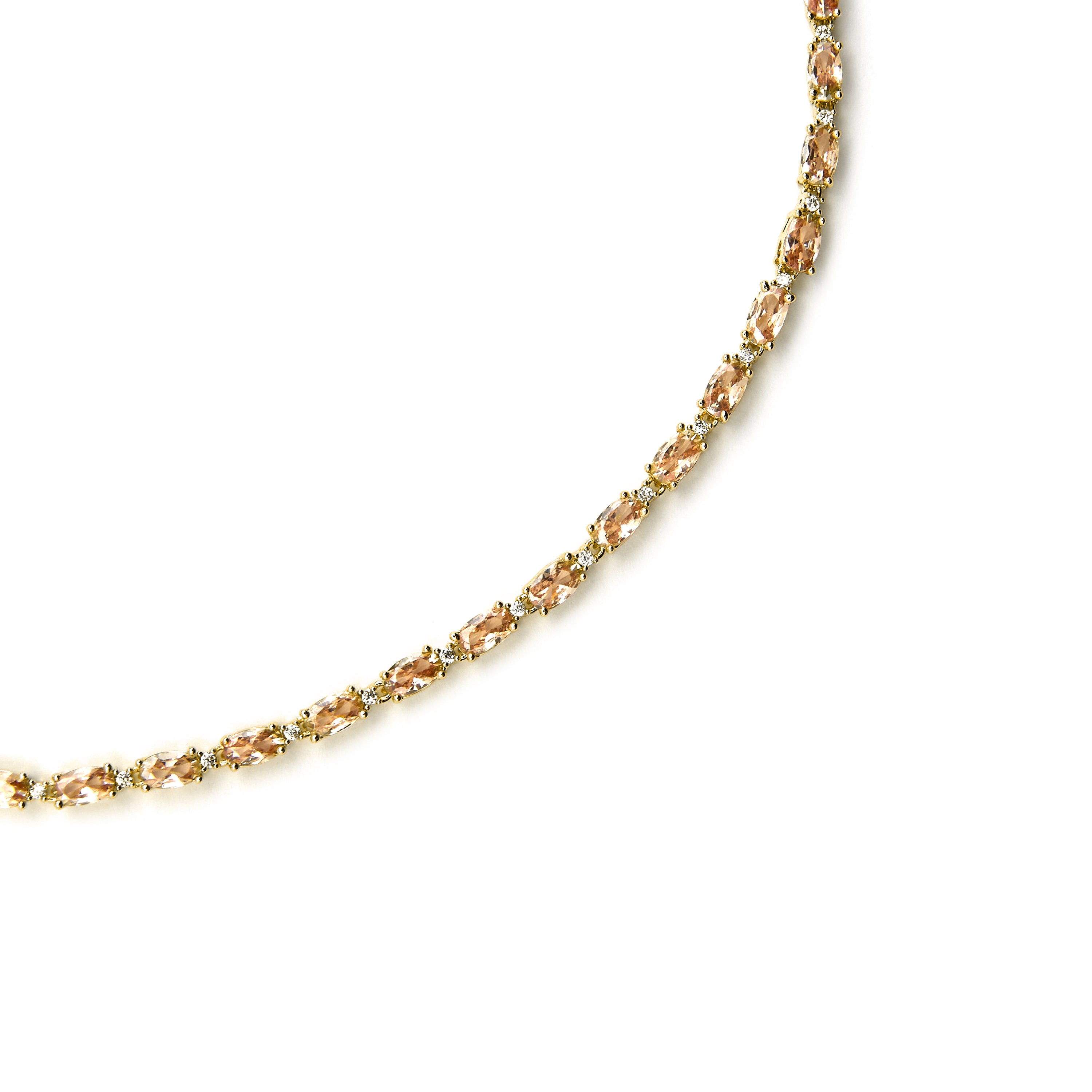 925 Sterling Silver Necklace with Champagne Zirconia finished in 18k Gold - Morilda