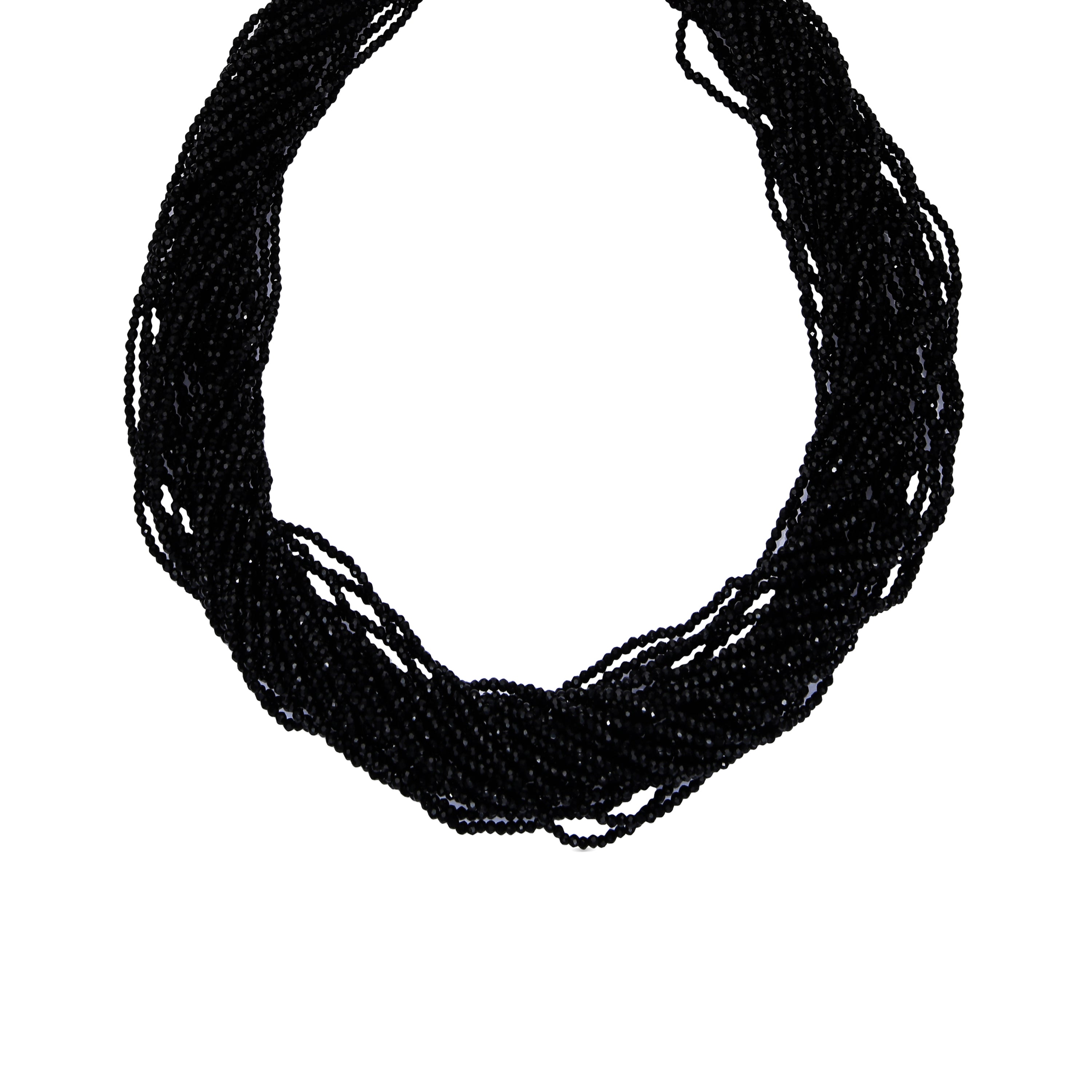 Collar de Plata de Ley 925 y Cristal Negro acabado rodio - Kibak