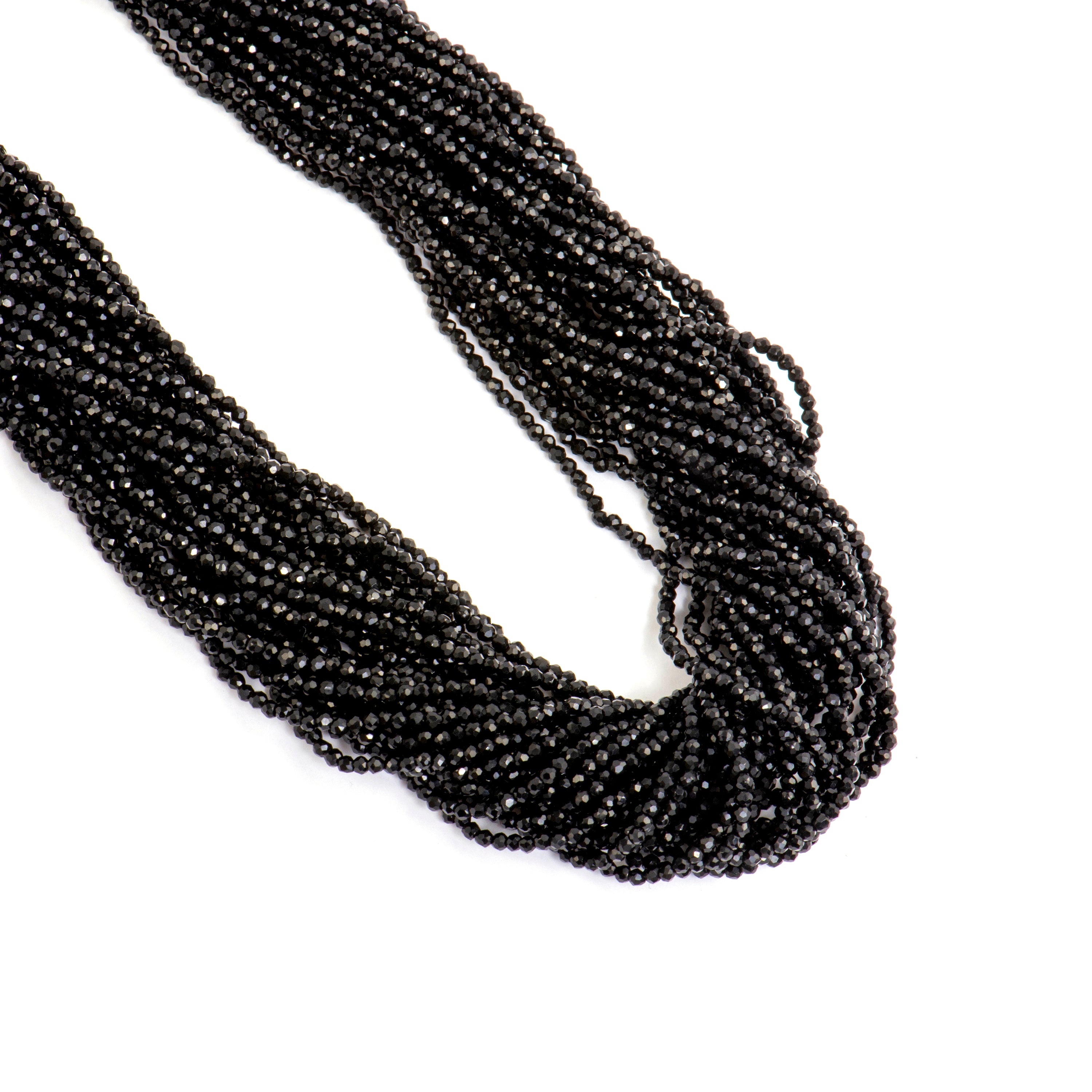 Colar de Prata de Lei 925 e Cristal Preto acabamento ródio - Kibak