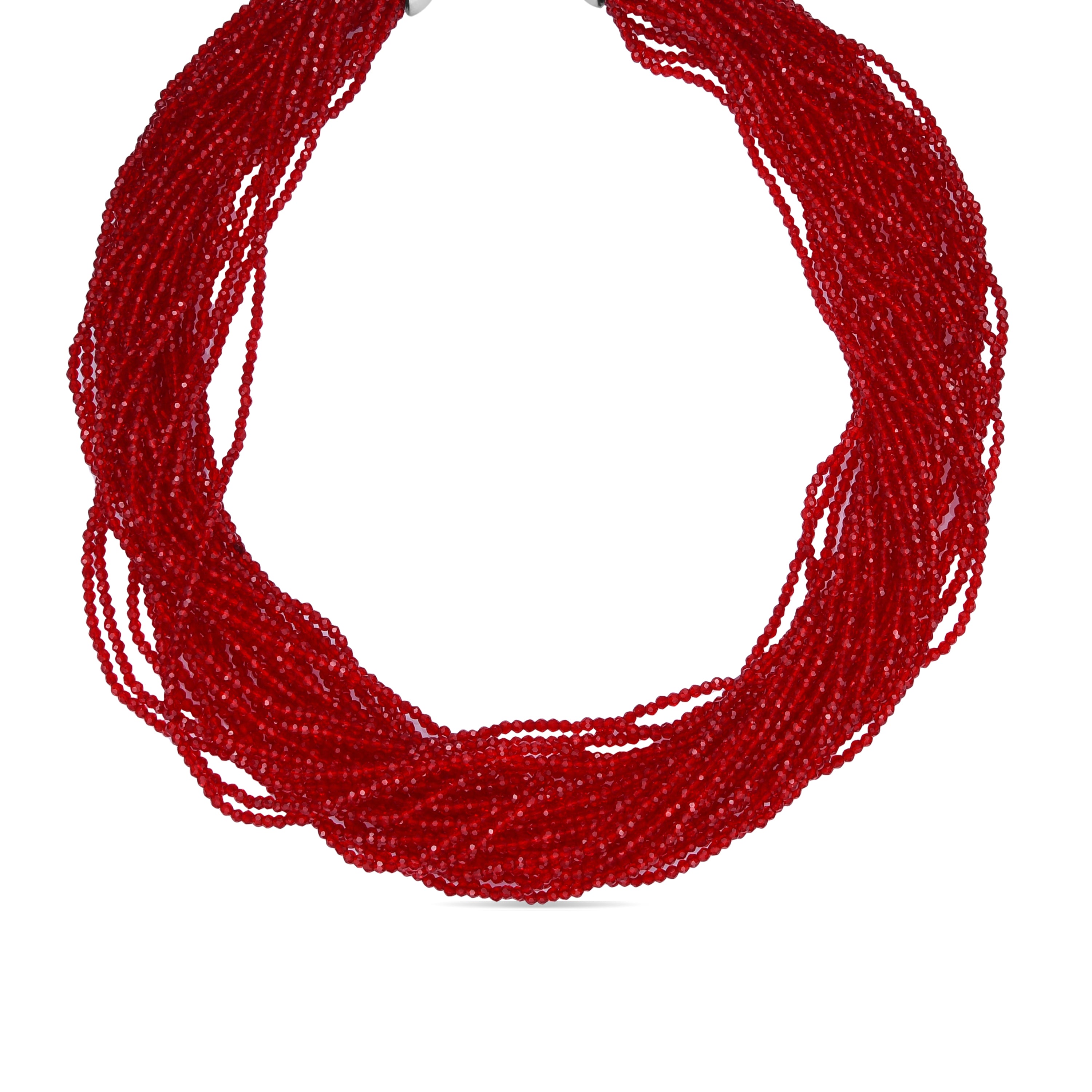 Collana Cristallo Rosso finitura in rodio - Kibak