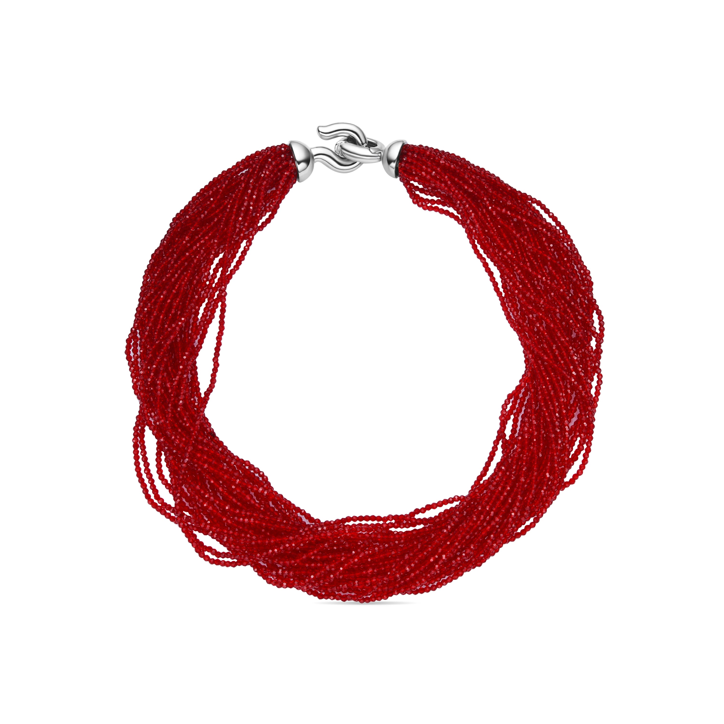 Colar Cristal Vermelho acabamento em ródio - Kibak