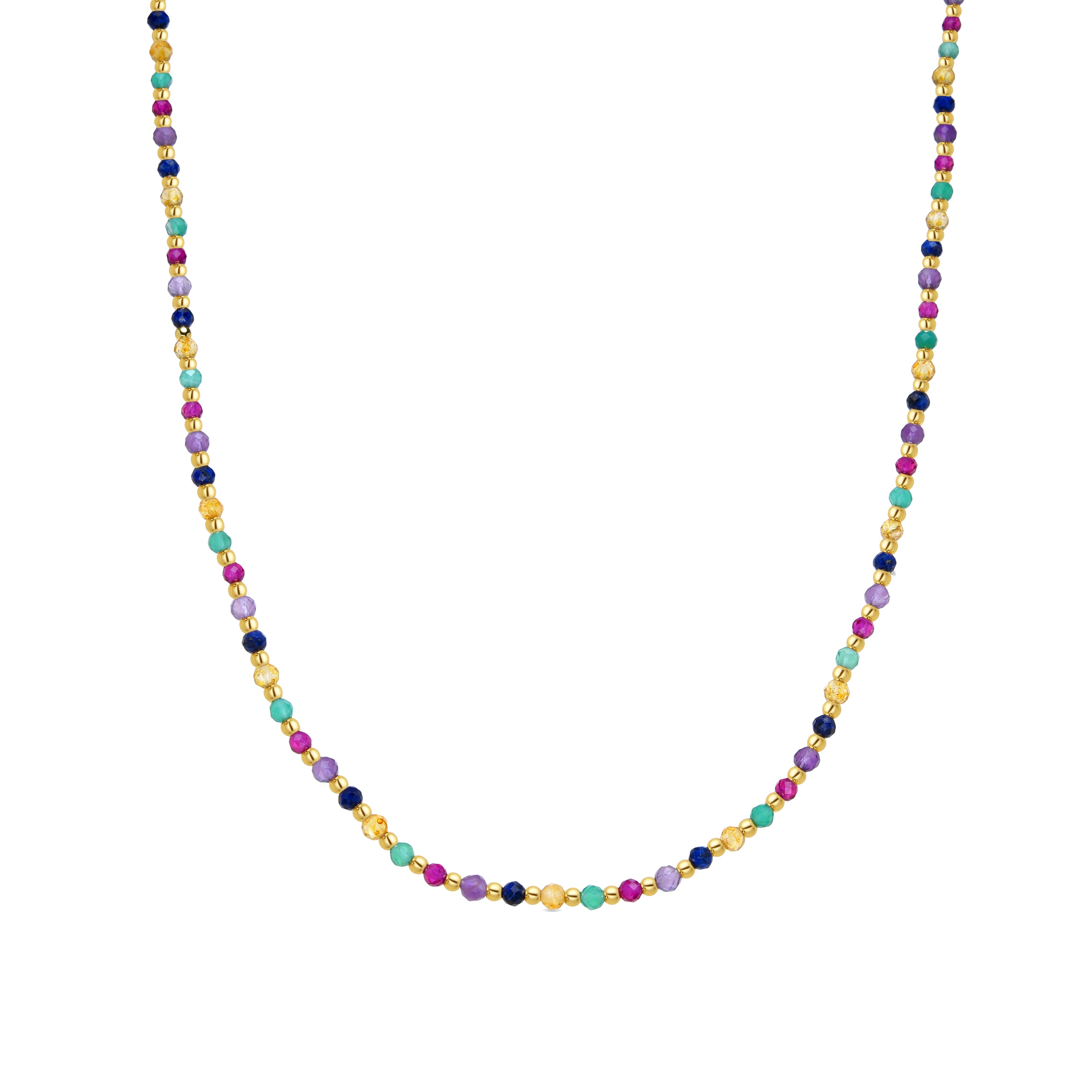 925er Sterlingsilber-Halskette mit mehrfarbigem Kristall, vergoldet mit 18K Gelbgold - Shedi