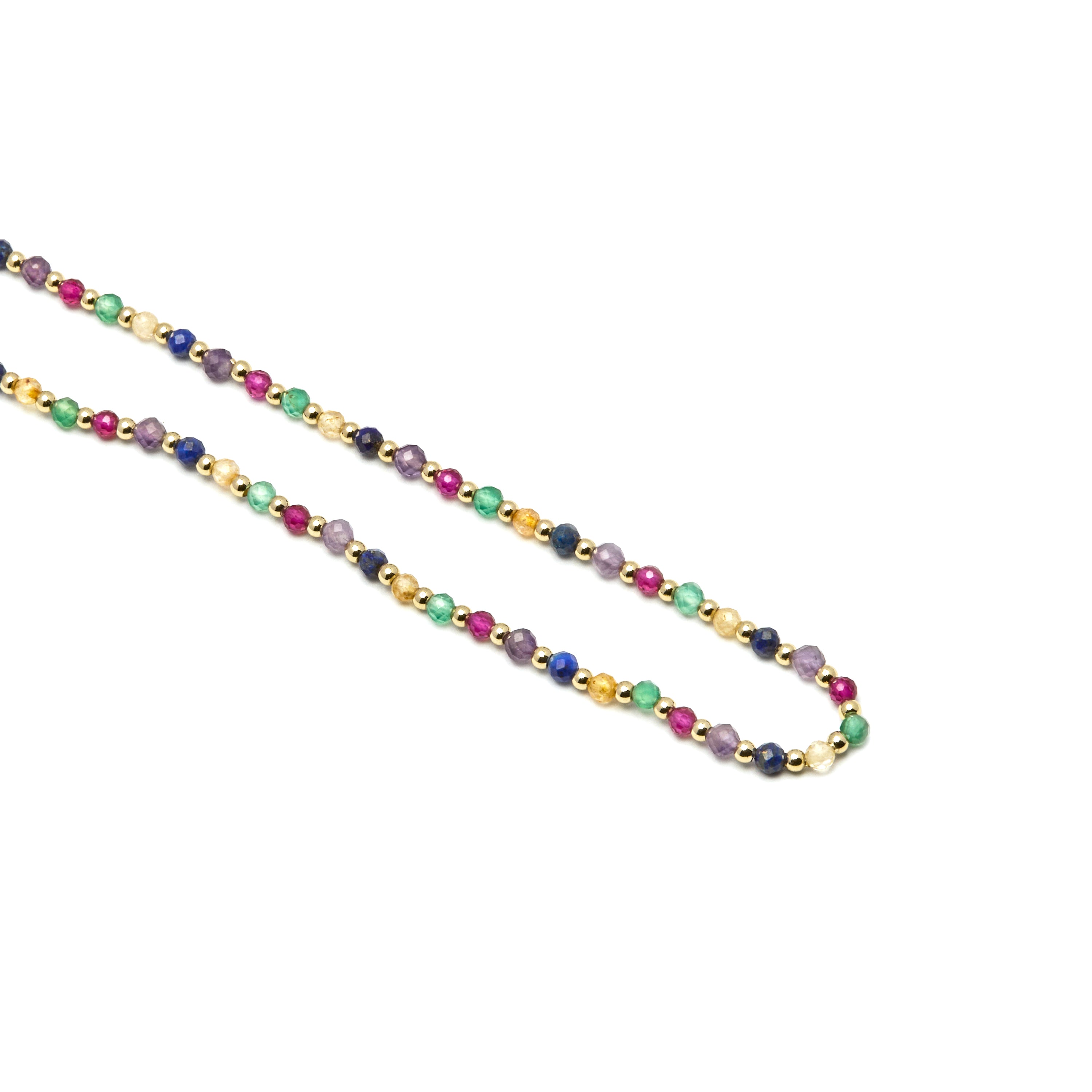 925 Sterling Silver Necklace with Multicolor Crystal finished in 18K Yellow Gold - Shedi