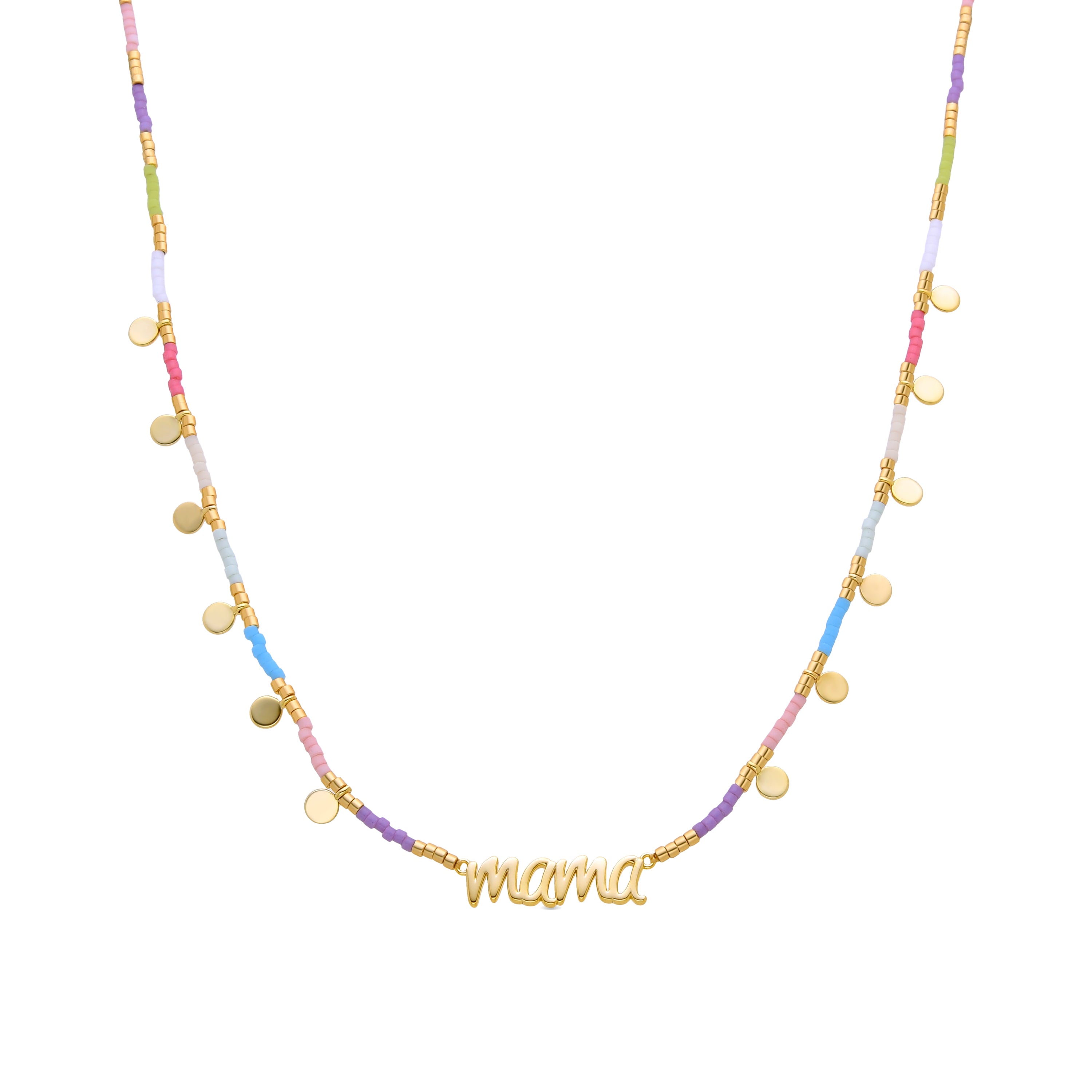 Collier en argent sterling 925 et cristal multicolore fini en or jaune 18 carats - Maman