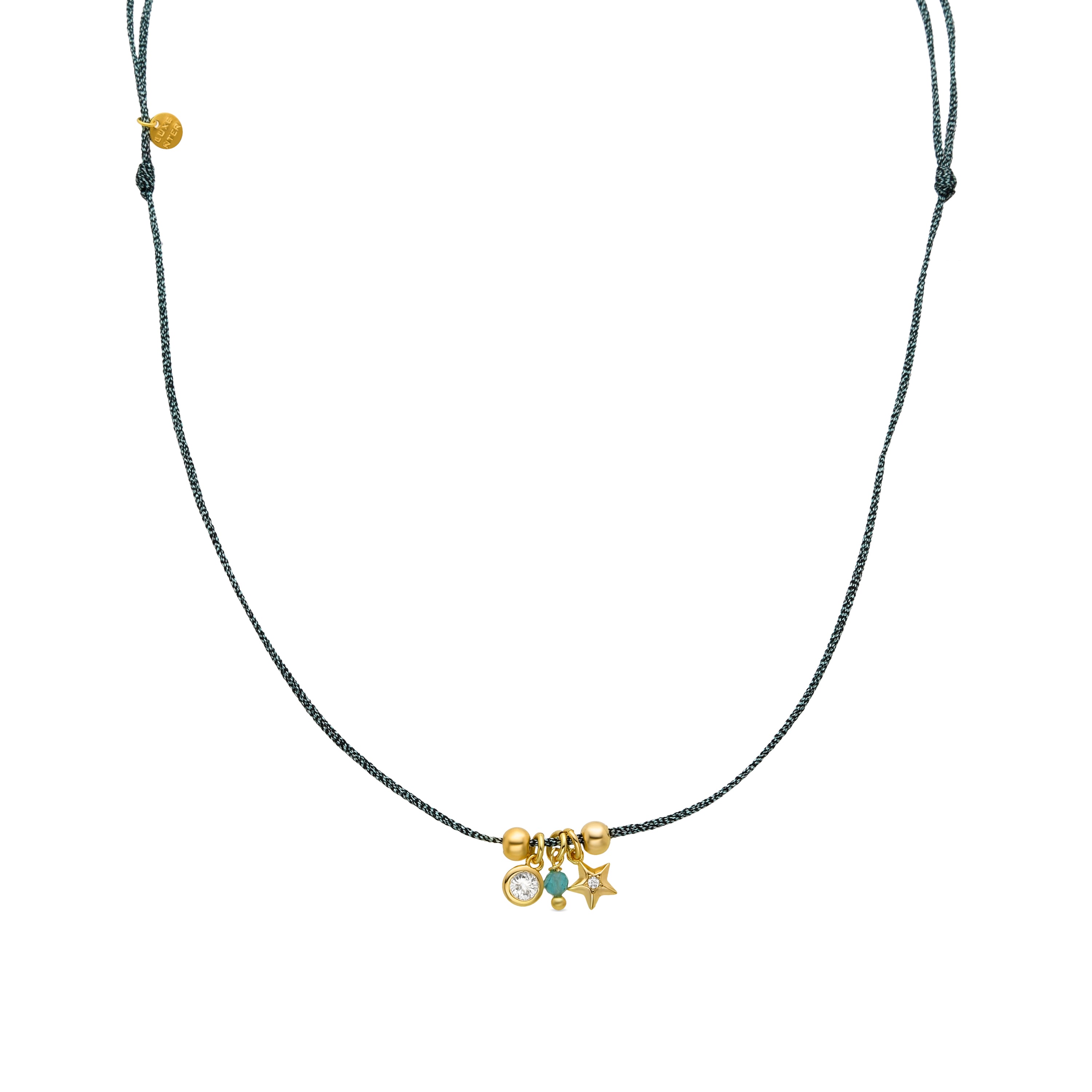 925 Sterling Silver Necklace with Brilliant Zirconia finished in 18K yellow gold - Mosat