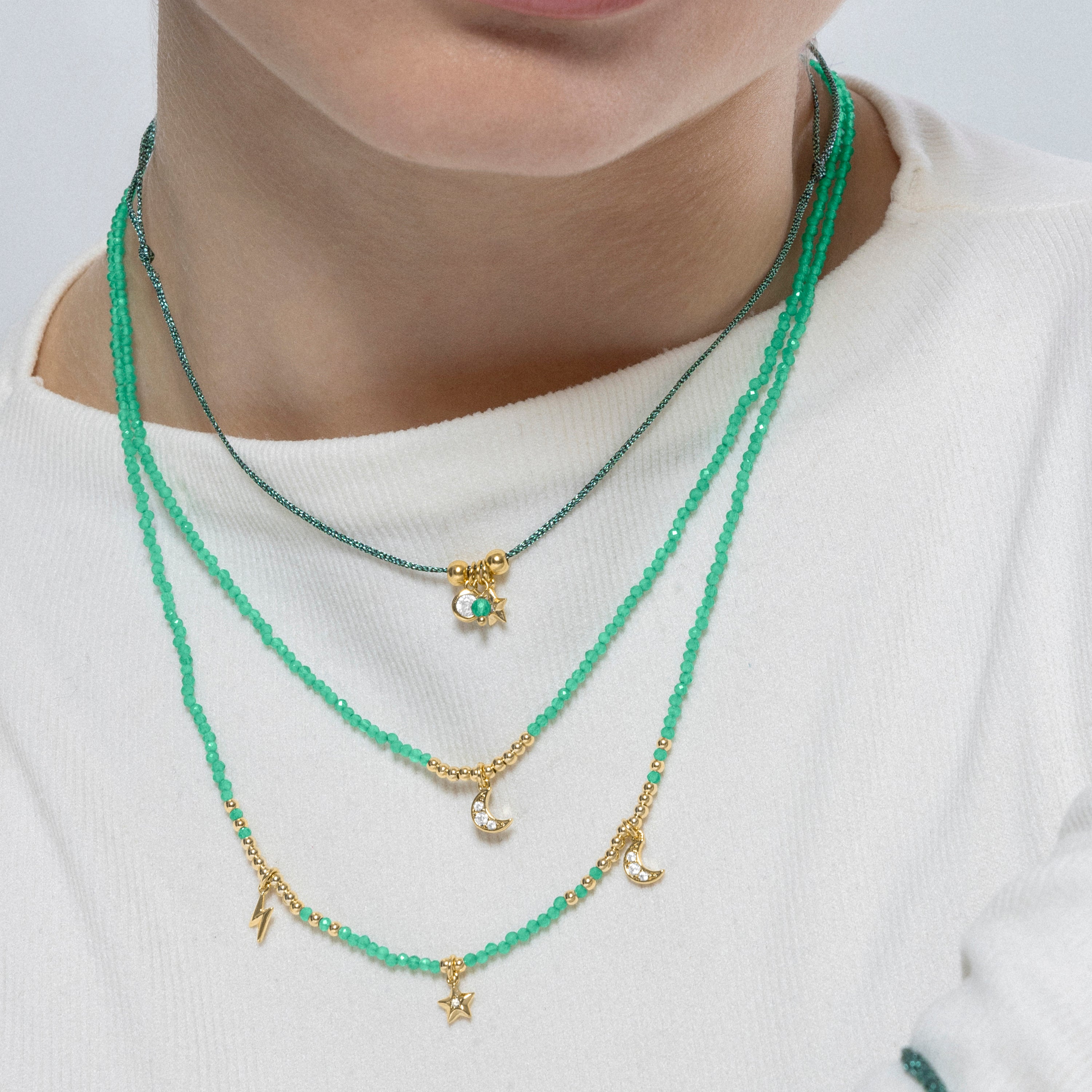 925 Sterling Silver Necklace with Brilliant Zirconia finished in 18K yellow gold - Mosat