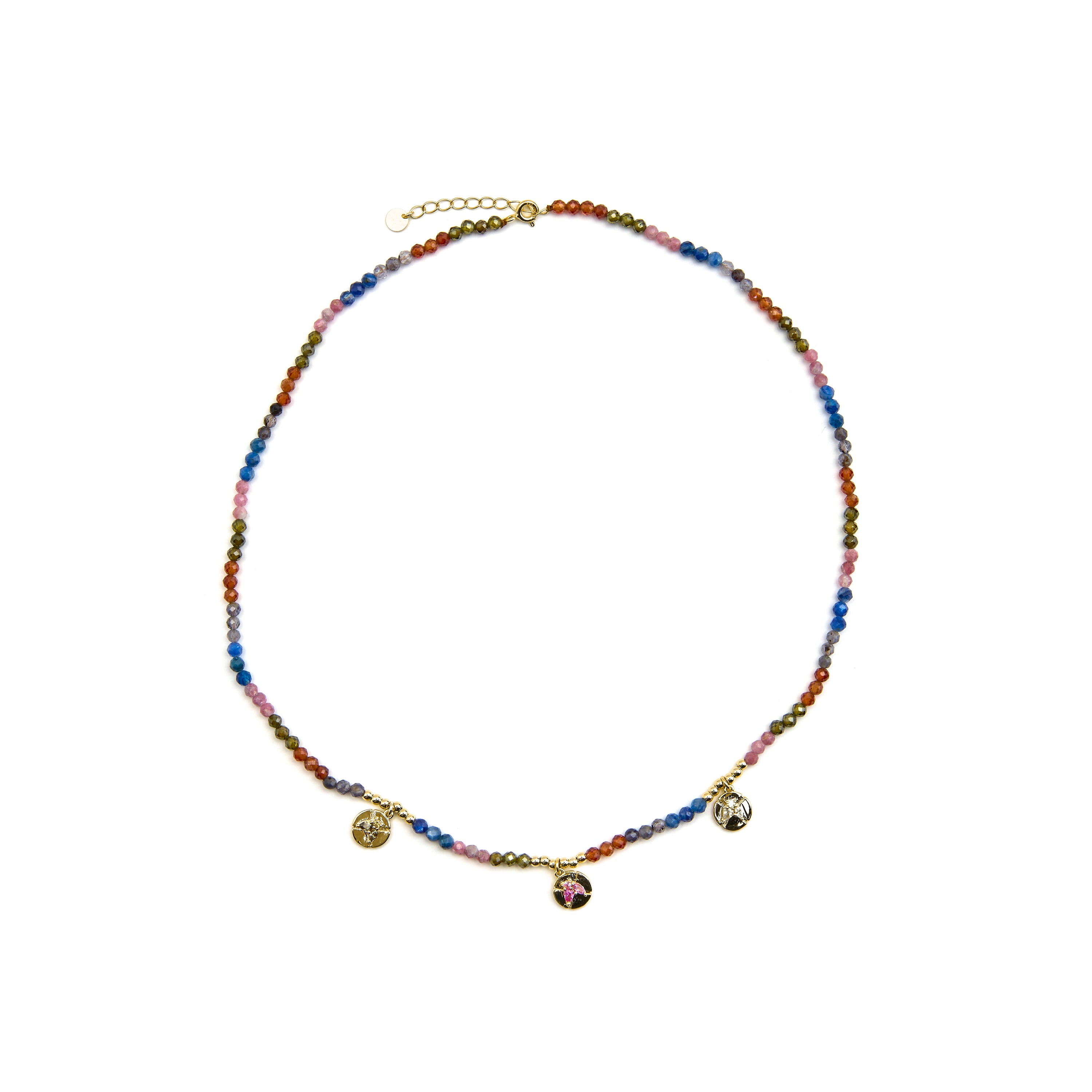 Collier en argent sterling 925 et cristal multicolore finition or 18k - Ufore