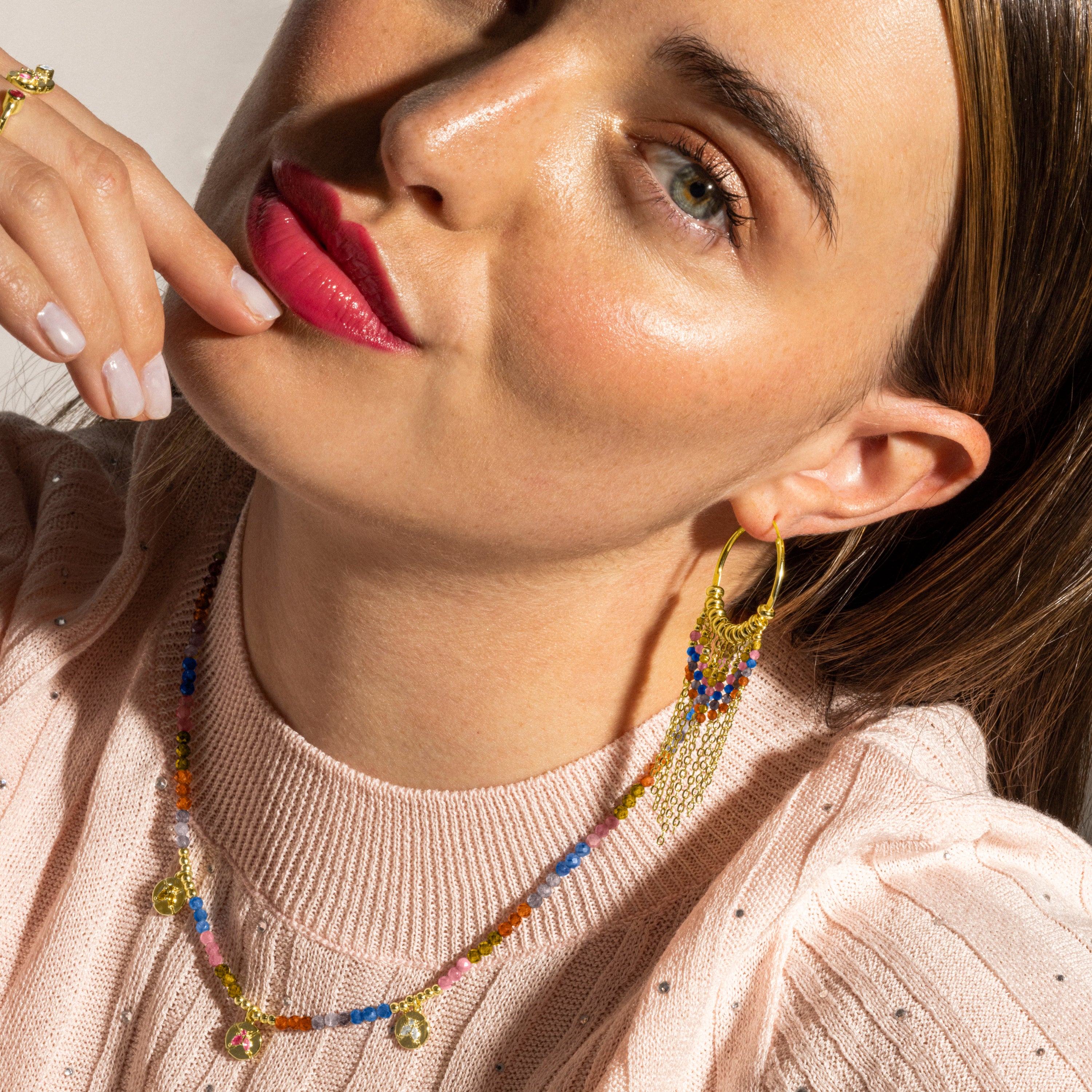 Collier en argent sterling 925 et cristal multicolore finition or 18k - Ufore