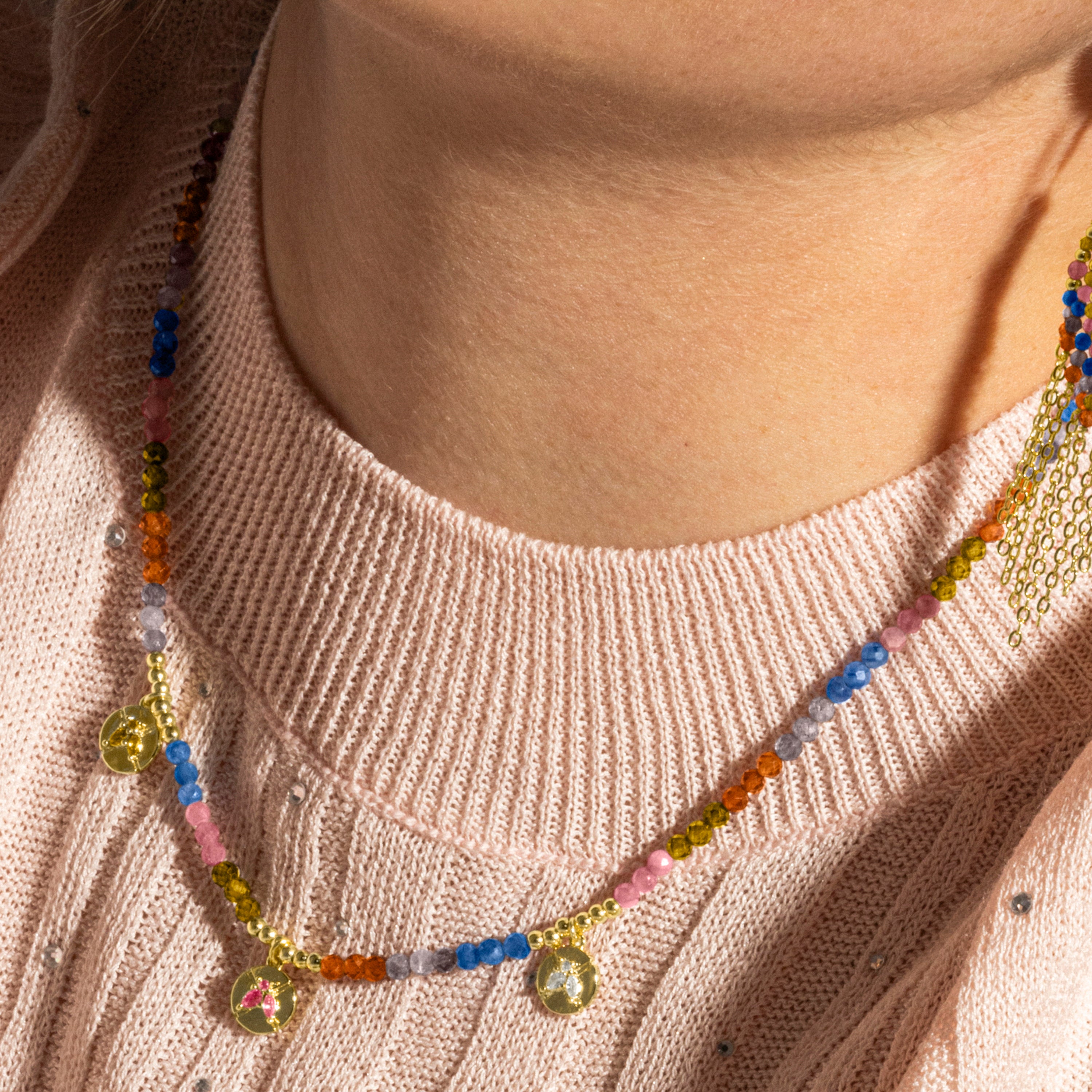 Collier en argent sterling 925 et cristal multicolore finition or 18k - Ufore