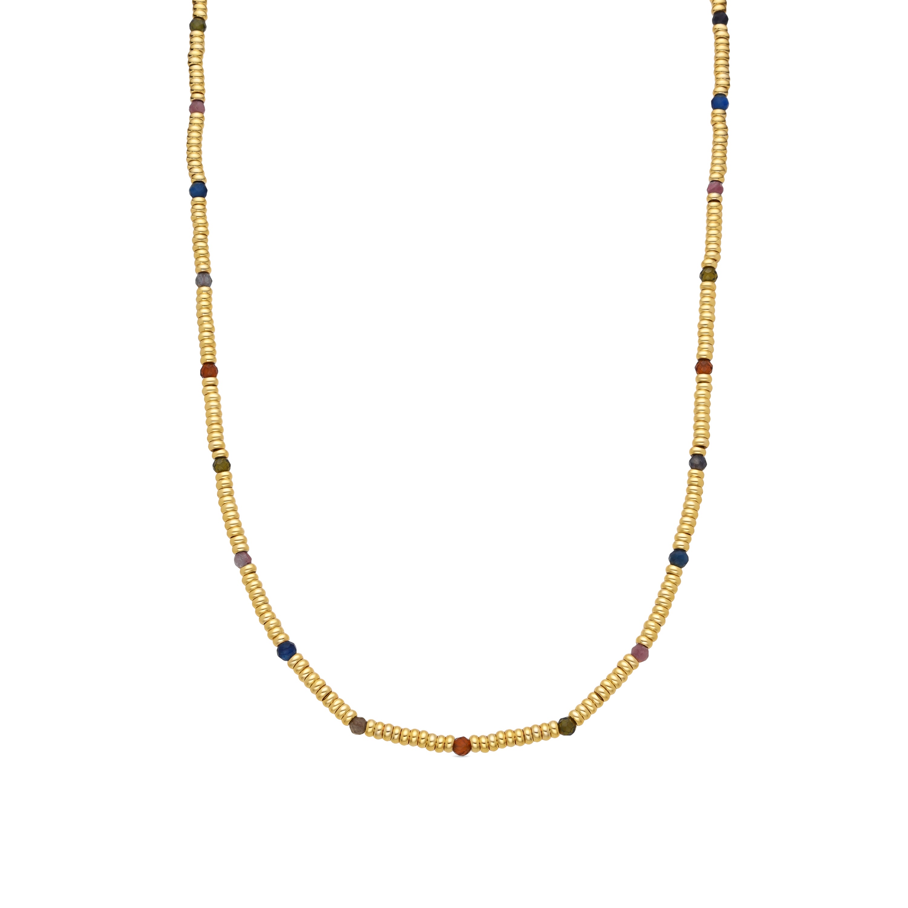 925 Sterling Silver Necklace with Multicolor Crystal finished in 18k gold - Deli